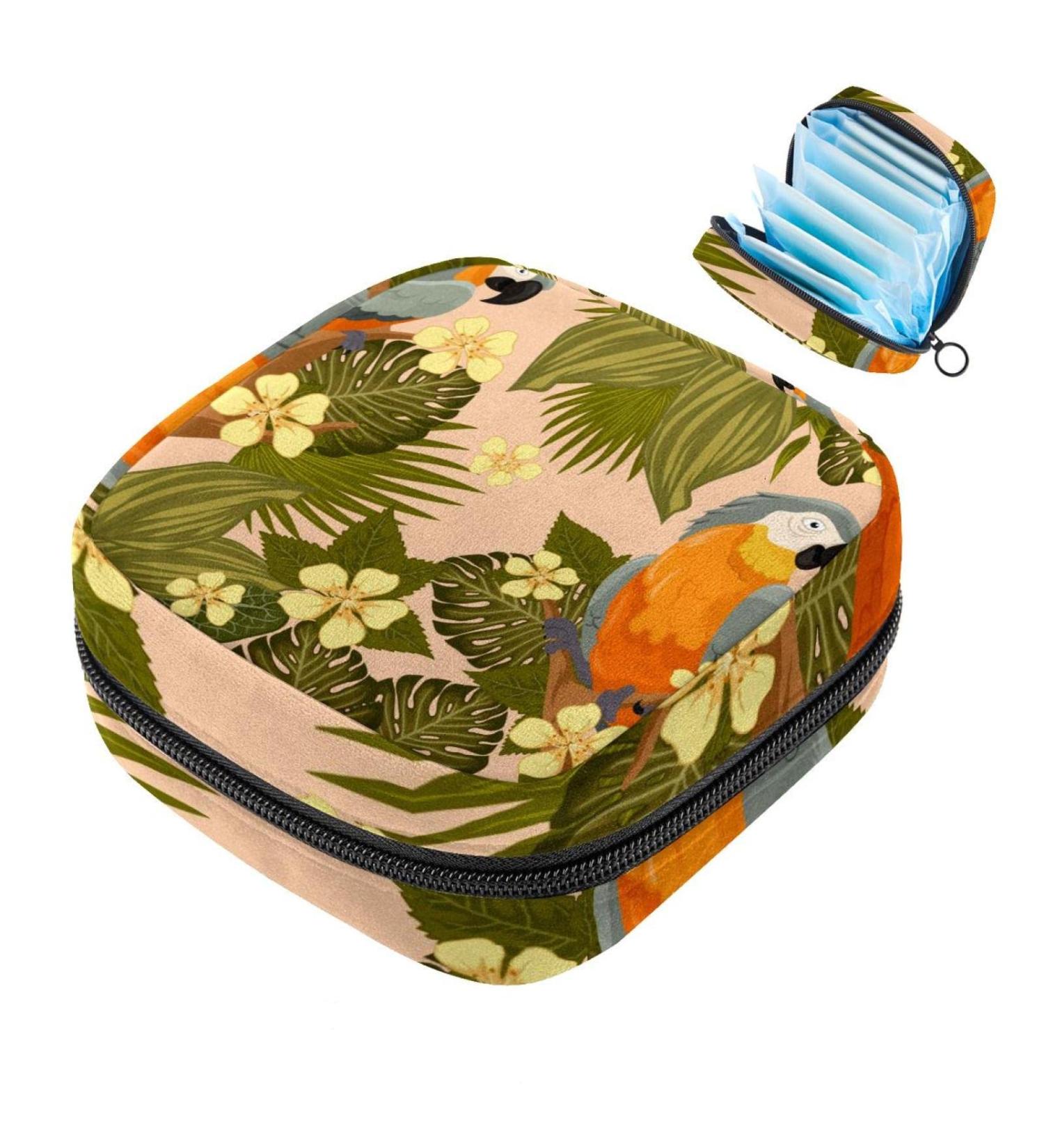 Colorful Women's Binding-Up Bag - Menstrual Cup Pocket Tampons Holder & Breastfeeding Insert - Perfect First Period Set for Teens & Girls (Parrot Pattern) - Buy Online on GoSupps.com