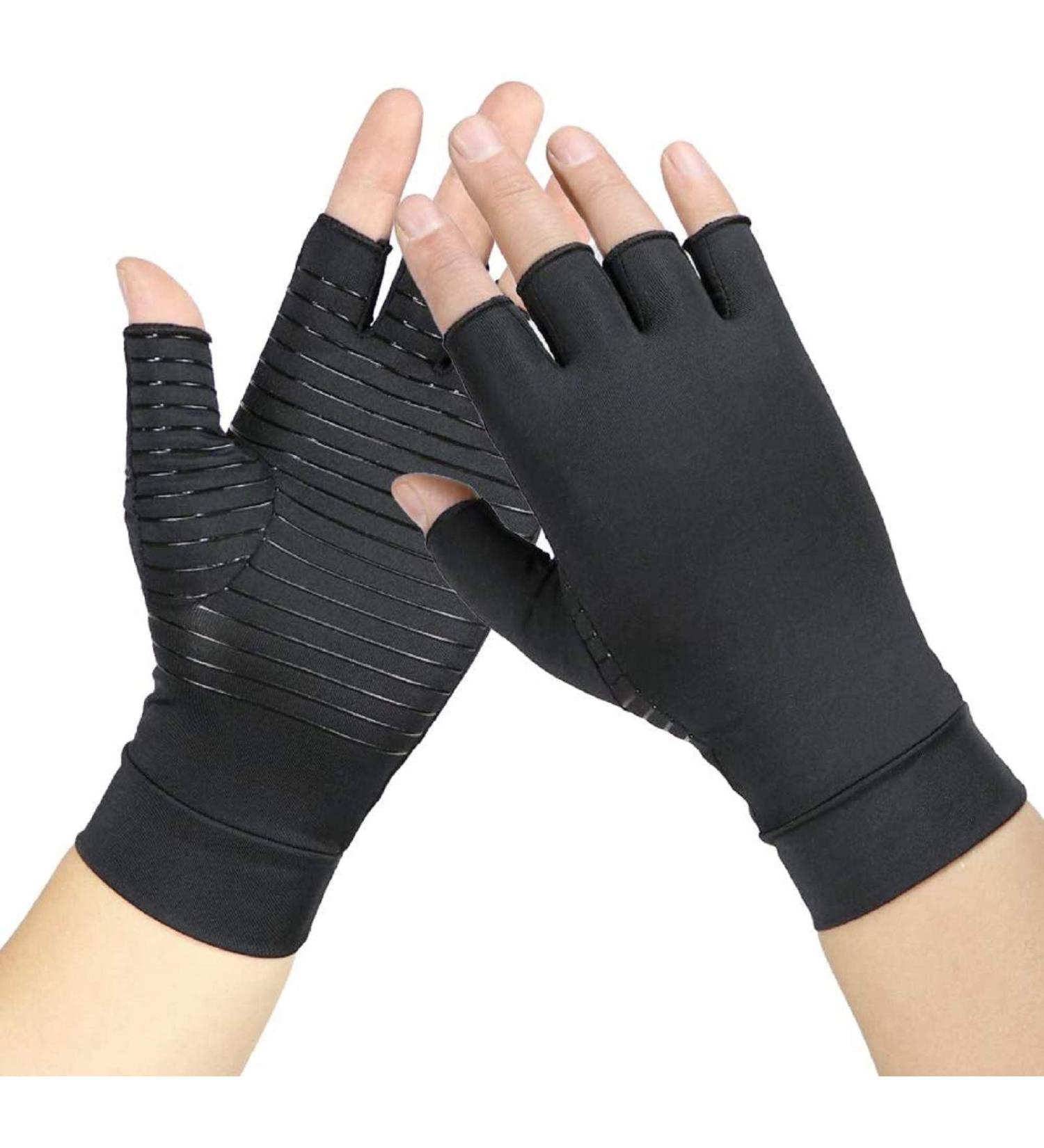 Compression Copper Arthritis Gloves for Women & Men - Pain Relief, Rheumatoid Swelling, Sleep - Black Medium (1 Pair) - Buy Online on GoSupps.com