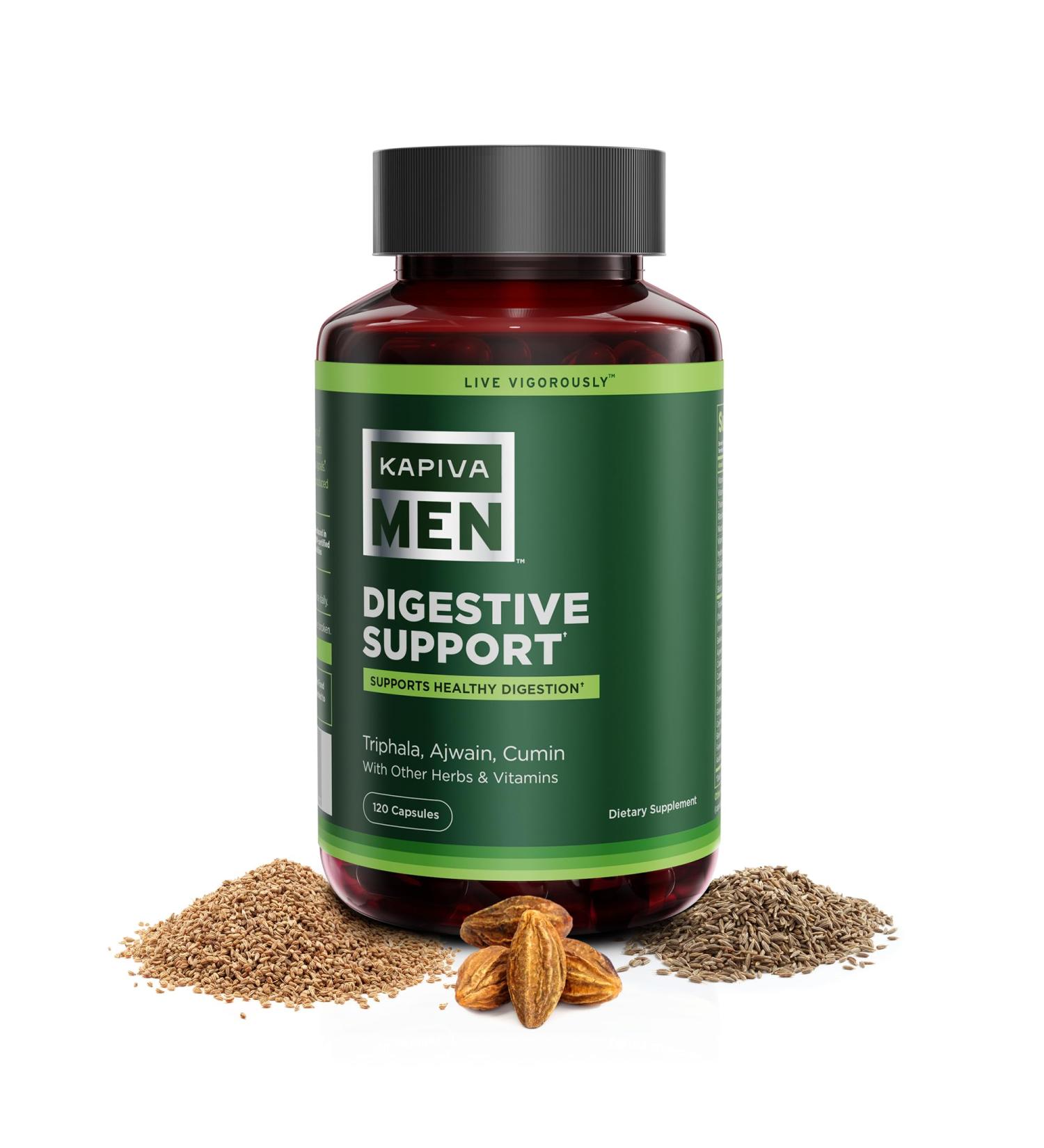 KAPIVA MEN Digestive Support Supplement with Triphala Ajwain Cumin and Other Herbs and Vitamins Supports Healthy Digestion and Gut Health 60 Day Supply 120 Capsules Digestive Support 120 Count (Pack of 1) - Buy Online on GoSupps.com