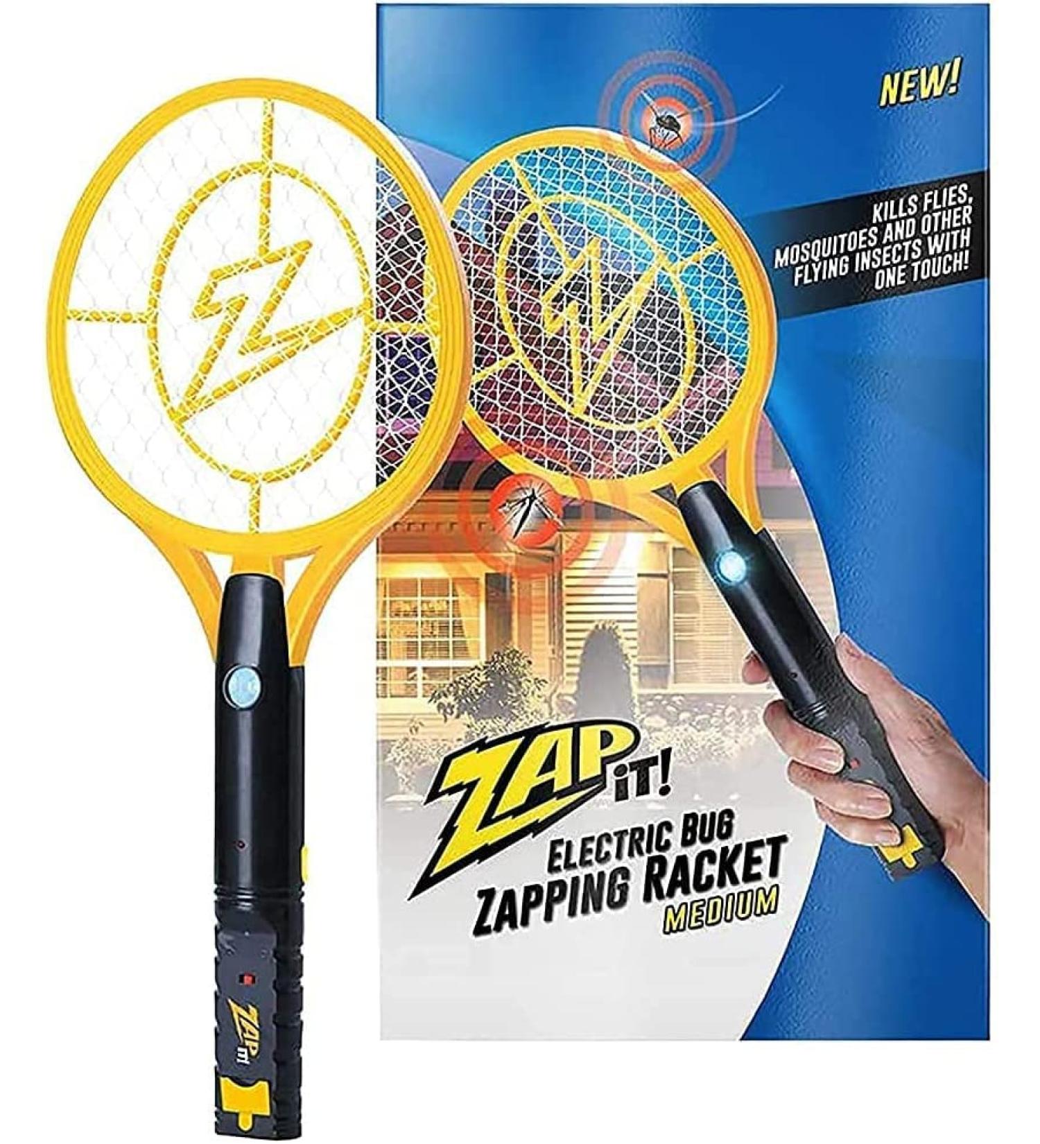 Zap It! Electric Fly Swatter Racket & Mosquito Zapper - 4000V Bug Zapper - USB Rechargeable - Indoor Safe - Yellow - Buy Online on GoSupps.com