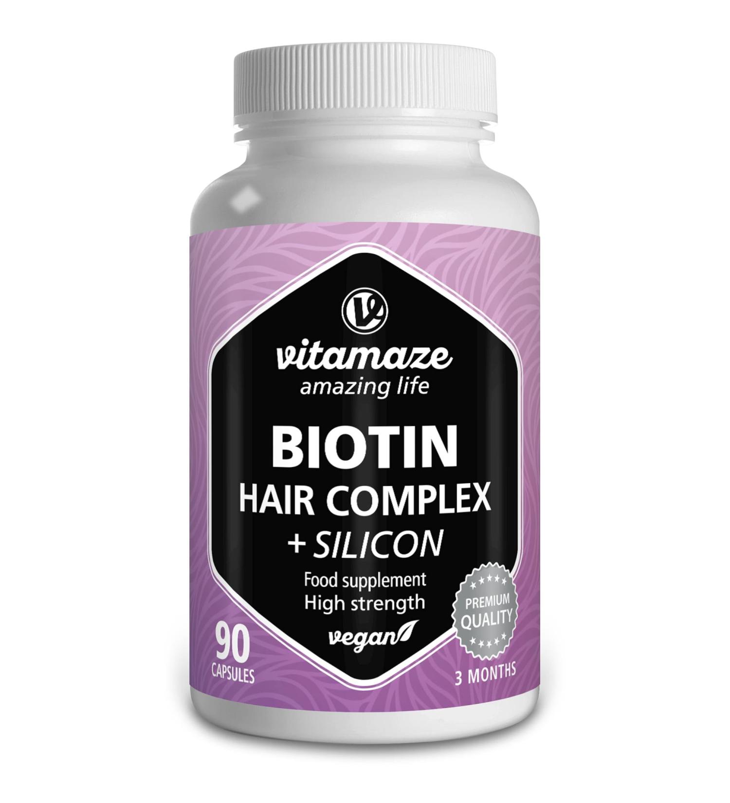 Hair Growth and Loss Vitamins with Biotin & Hyaluronic Acid - 90 Vegan Capsules for 3 Months - Made in Germany - Hair Skin & Nails Supplement - Buy Online on GoSupps.com