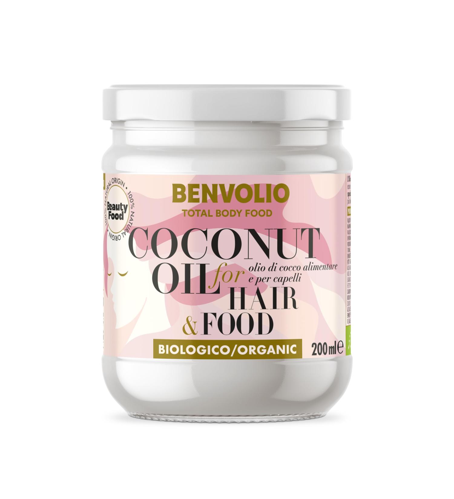 BENVOLIO - Total Body Food Organic Hair Coconut Oil | 200 ml | Hair Mask and Heat Protector for Hair | Dry and Frizzy Hair | Food and Body Coconut Oil | Coconut Oil Hair - Buy Online on GoSupps.com