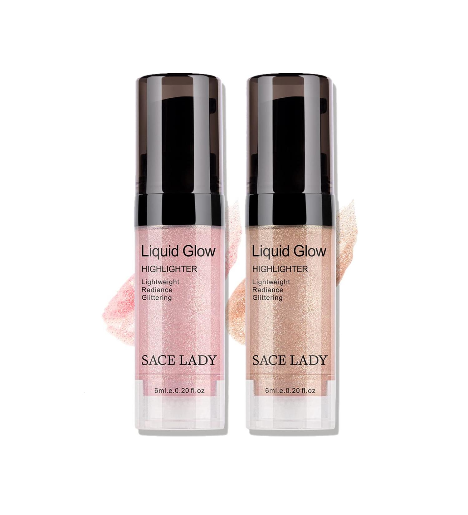 SACE LADY Liquid Highlighter Set - Rose Gold & Champagne Shimmer | Ultra-Smooth Illuminator for Face & Body - Buy Online on GoSupps.com