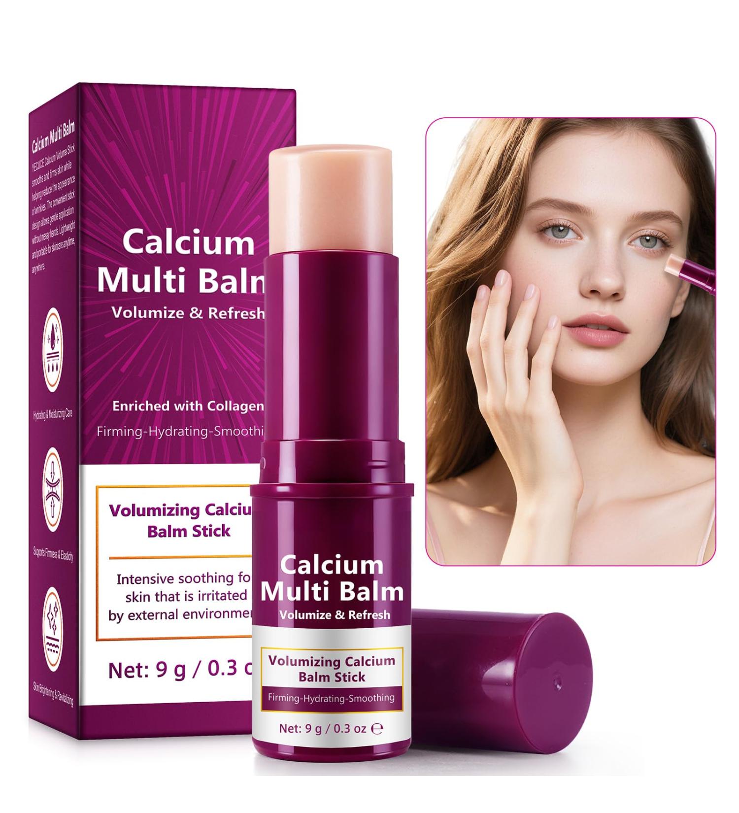 Calcium_Multi Balm Stick Firming & Volumizing Calcium & Collagen Cream Wrinkle Smoothing & Hydrating Face Care Portable Stick for On-the-Go Skincare (1 PC) 0.3 Fl Oz (Pack of 1)