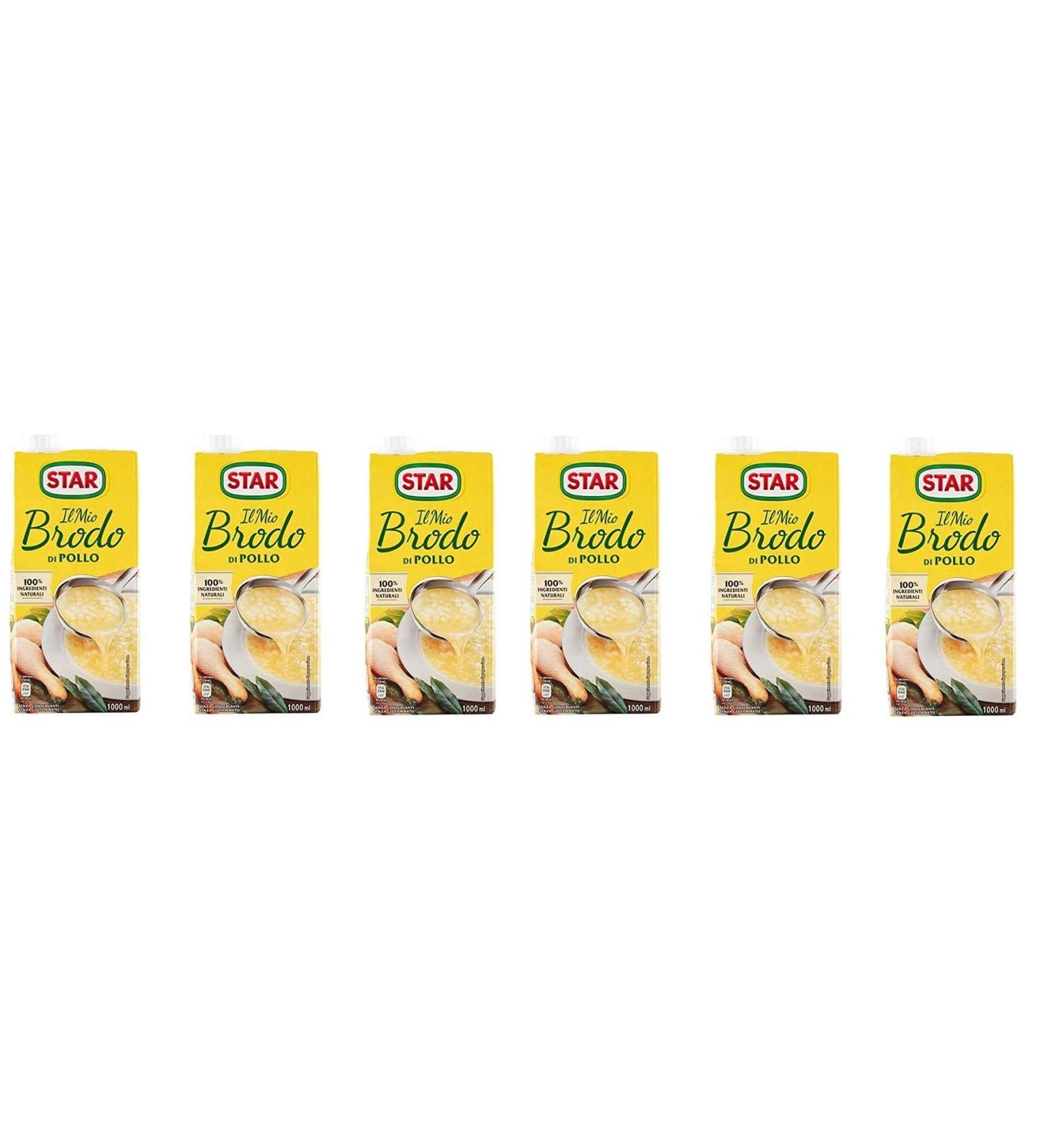 Star Brodo Pollo Broth Liquid Chicken Broth 1 Liter (Pack of 6)
