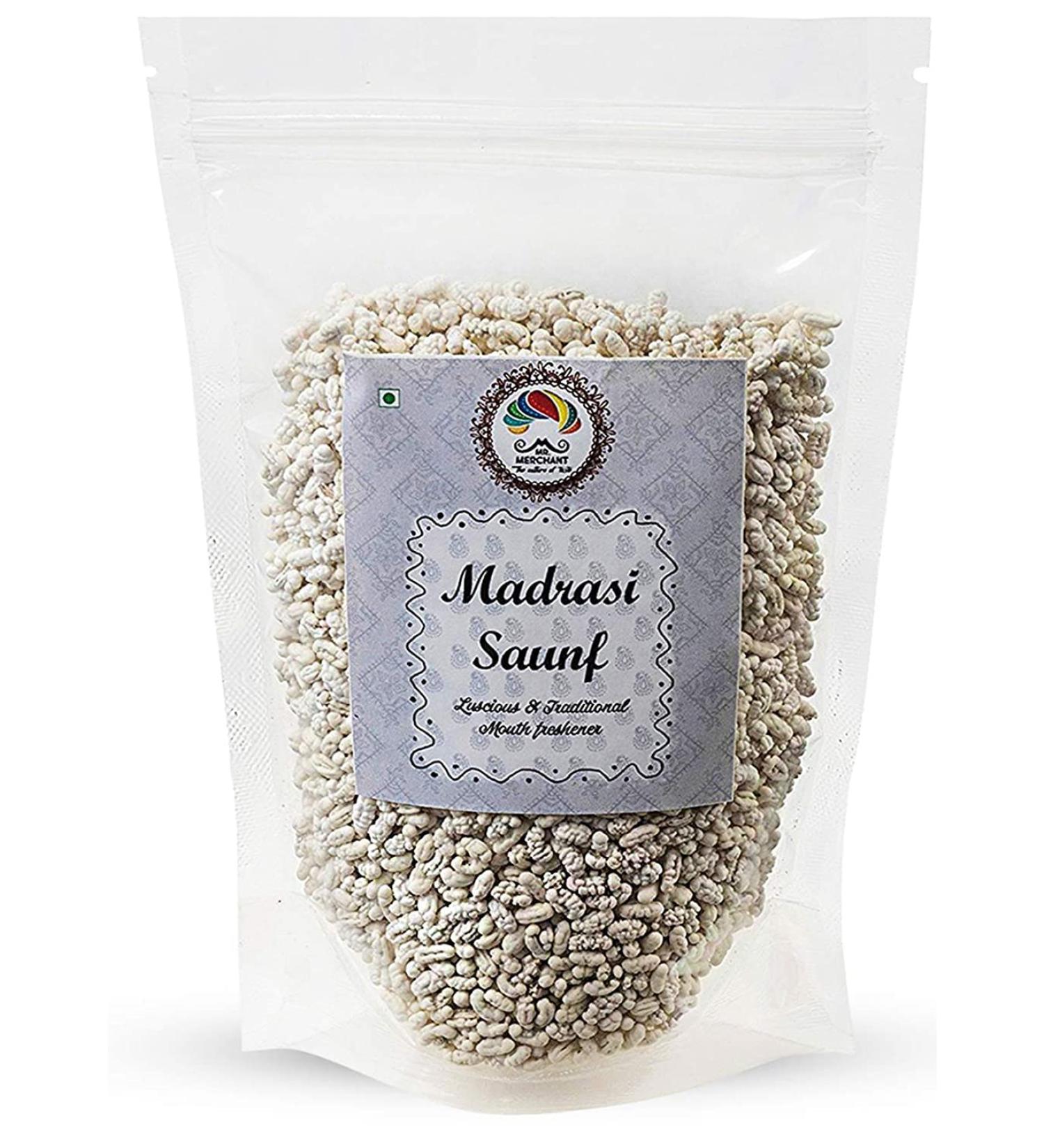 Mr. Merchant Mouth Freshener White Sweet Fennel Seeds Mukhwas (Madrasi Saunf) 400 gm_Packing May Vary