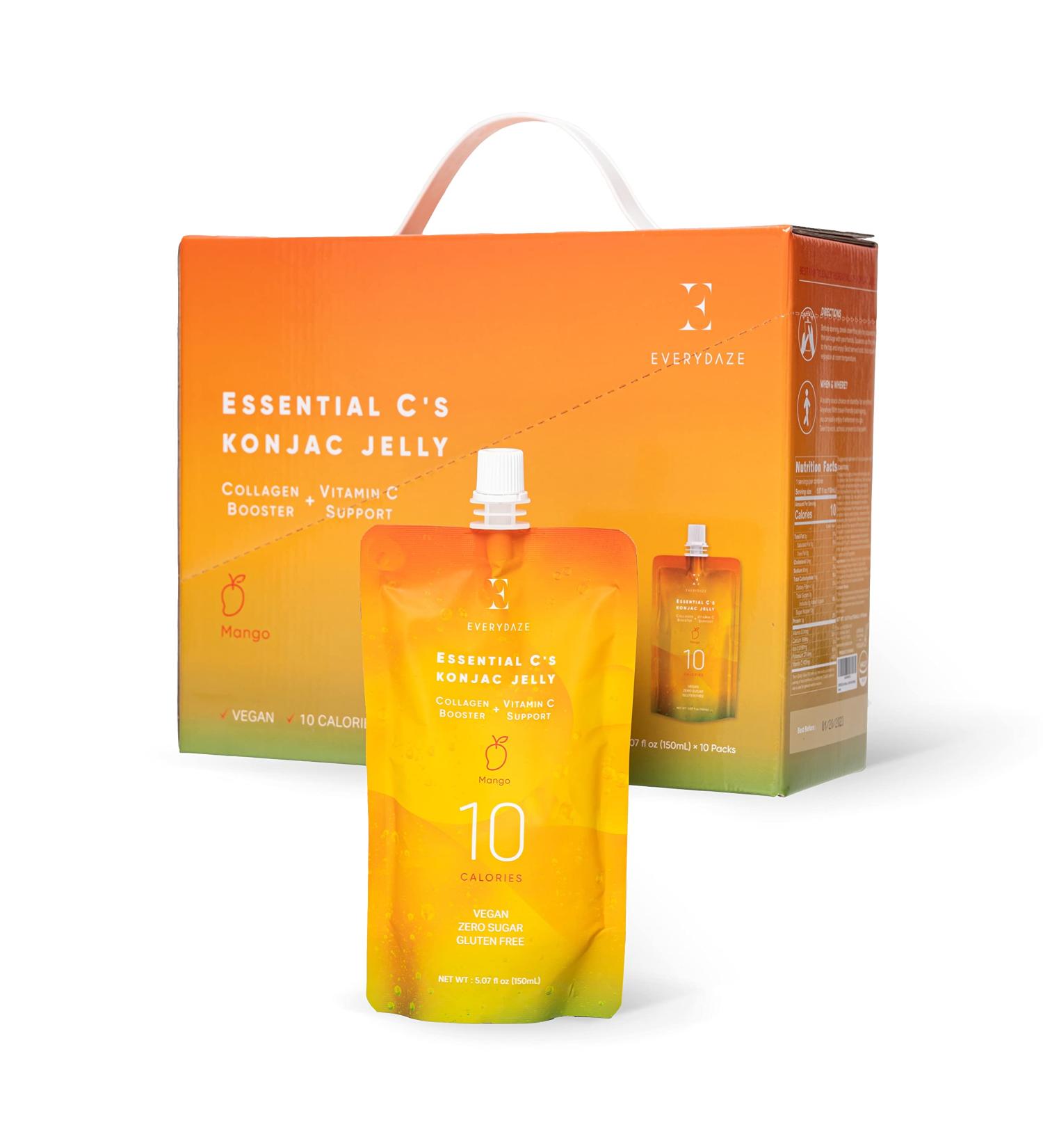 EVERYDAZE Mango Collagen + Vitamin C Konjac Jelly | Vegan, 10 Calories, 0 Sugar | 10 Packs | Healthy Diet Pouch Snack for Weight Management - Buy Online on GoSupps.com