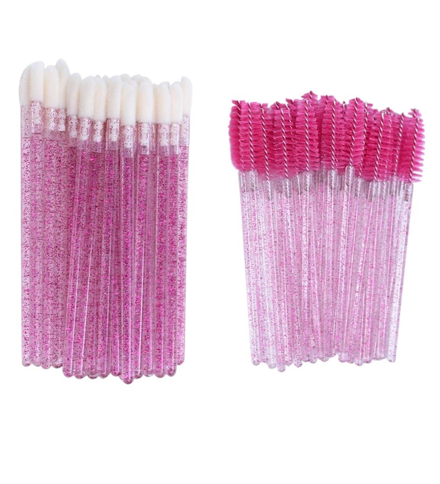 Buy 100pcs Disposable Lip Brushes & Eyelash Mascara Wands - 2 In 1 Makeup Tool Bundle in Hot Pink | International Shipping Available - Buy Online on GoSupps.com