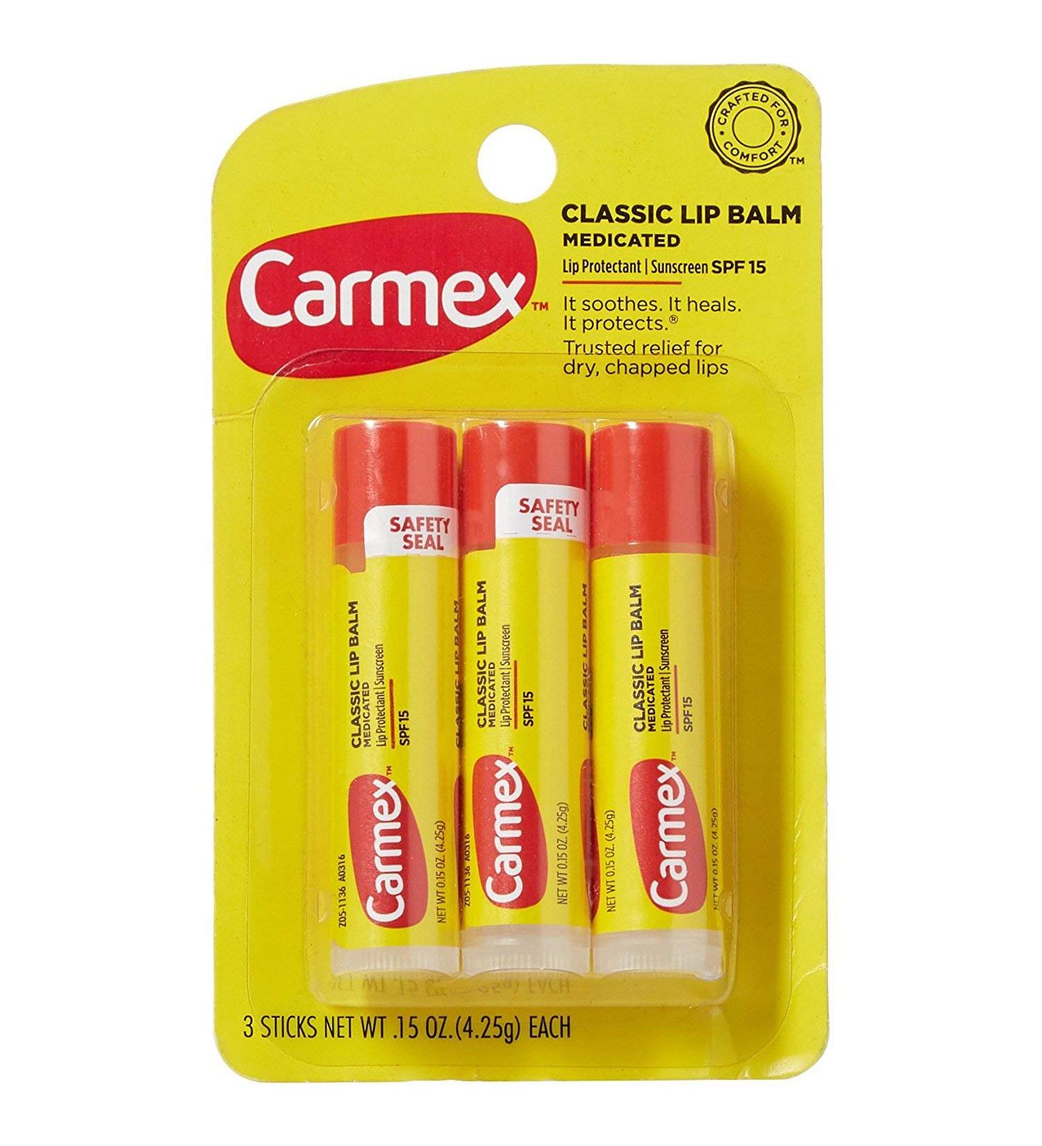 Carmex Classic Lip Balm Original 0.15oz  3 Sticks (2 Packs  6 Sticks) Original 3 Count (Pack of 1)