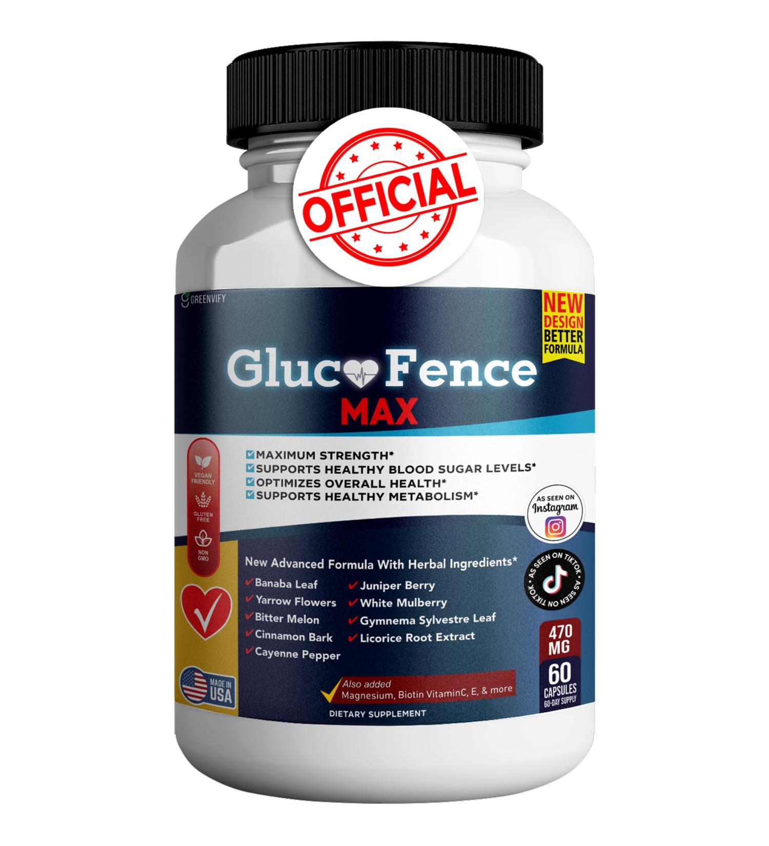 GREENVIFY Gluco Fence Max All Natural Formula to Maintain Healthy Levels Maximum Strength Daily Formula Blood Reviews (1 Pack - 60 Capsules) - Buy Online on GoSupps.com