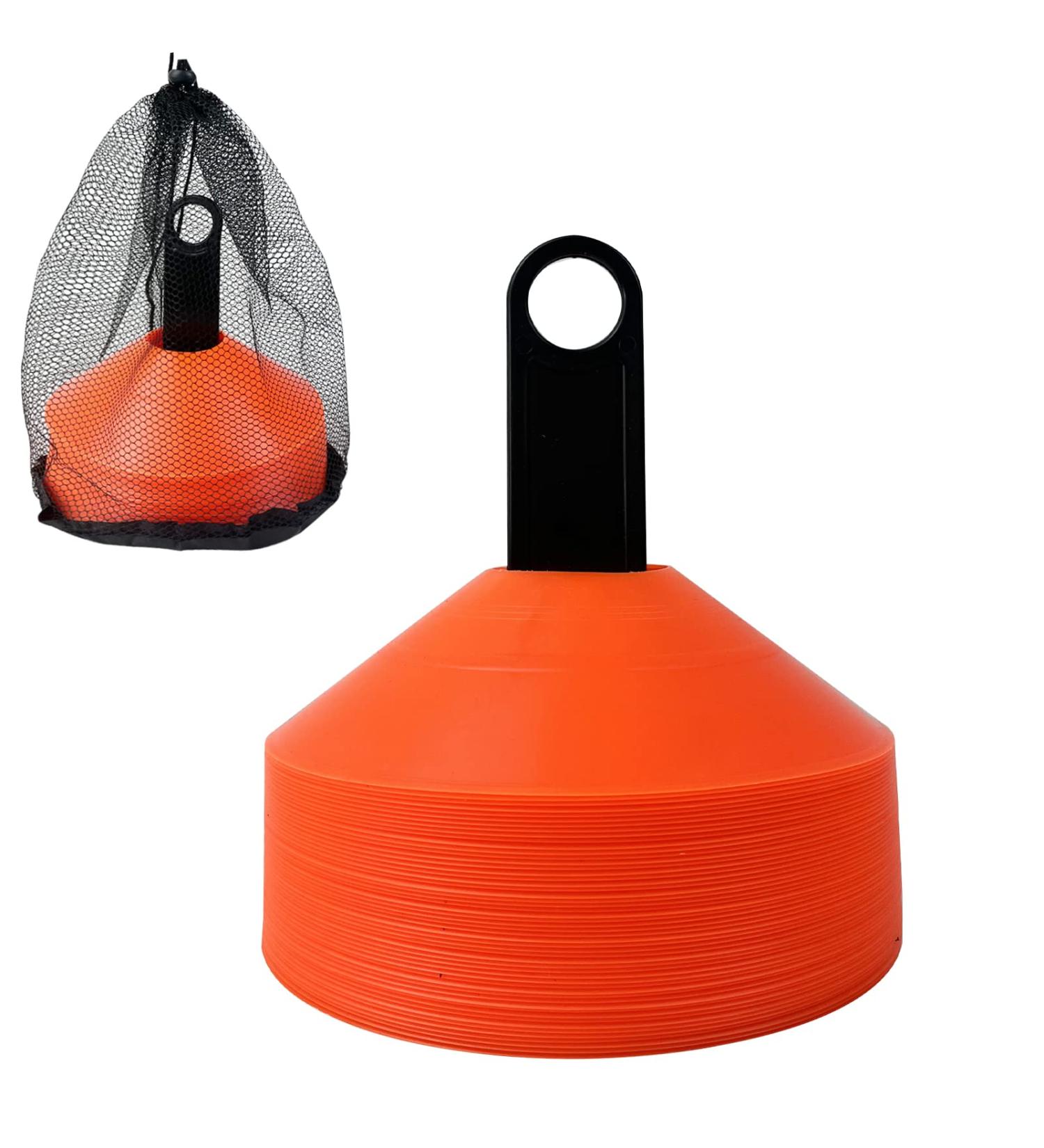 Wensdr Set of 50 Soccer Agility Training Cones with Carry Bag - Orange | Ideal for Football, Running, Basketball - Includes Holder for Easy Storage - Buy Online on GoSupps.com