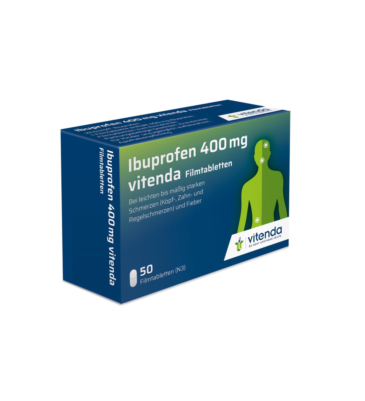 Buy Vitenda Ibuprofen 400mg - 50pcs for Pain Relief & Fever Reduction | Fast Worldwide Shipping - Buy Online on GoSupps.com