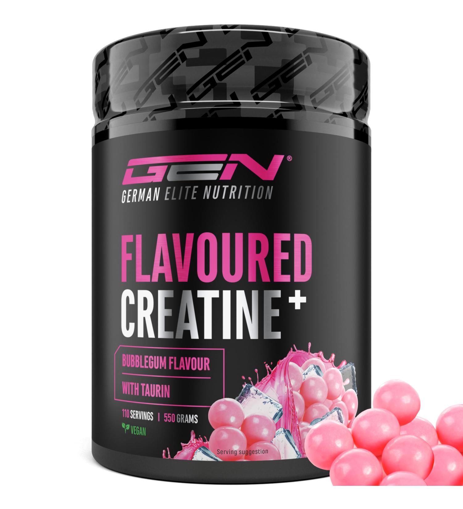  GEN GERMAN ELITE NUTRITION Flavored Creatine Powder - 550g - Creatine Monohydrate + L-Taurine - Flavored Micronized Creatine - Sugar-Free & Excellent - Buy Online on GoSupps.com
