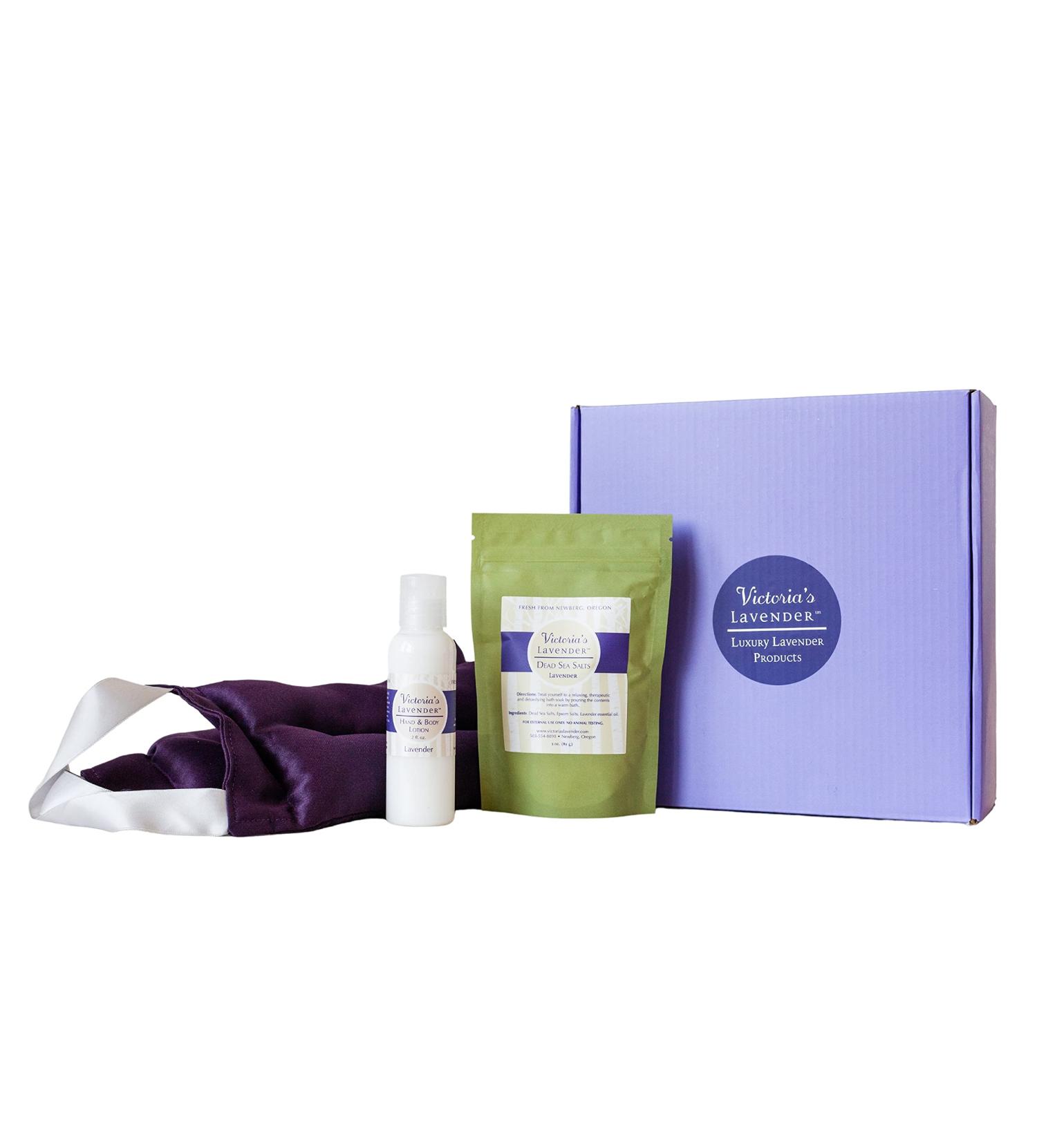Victoria's Lavender Neck Wrap Gift Set | Lavender Bath Salts & Lotion | Spa Kit for Women | Premium Skin Care & Self-Care Products - Buy Online on GoSupps.com