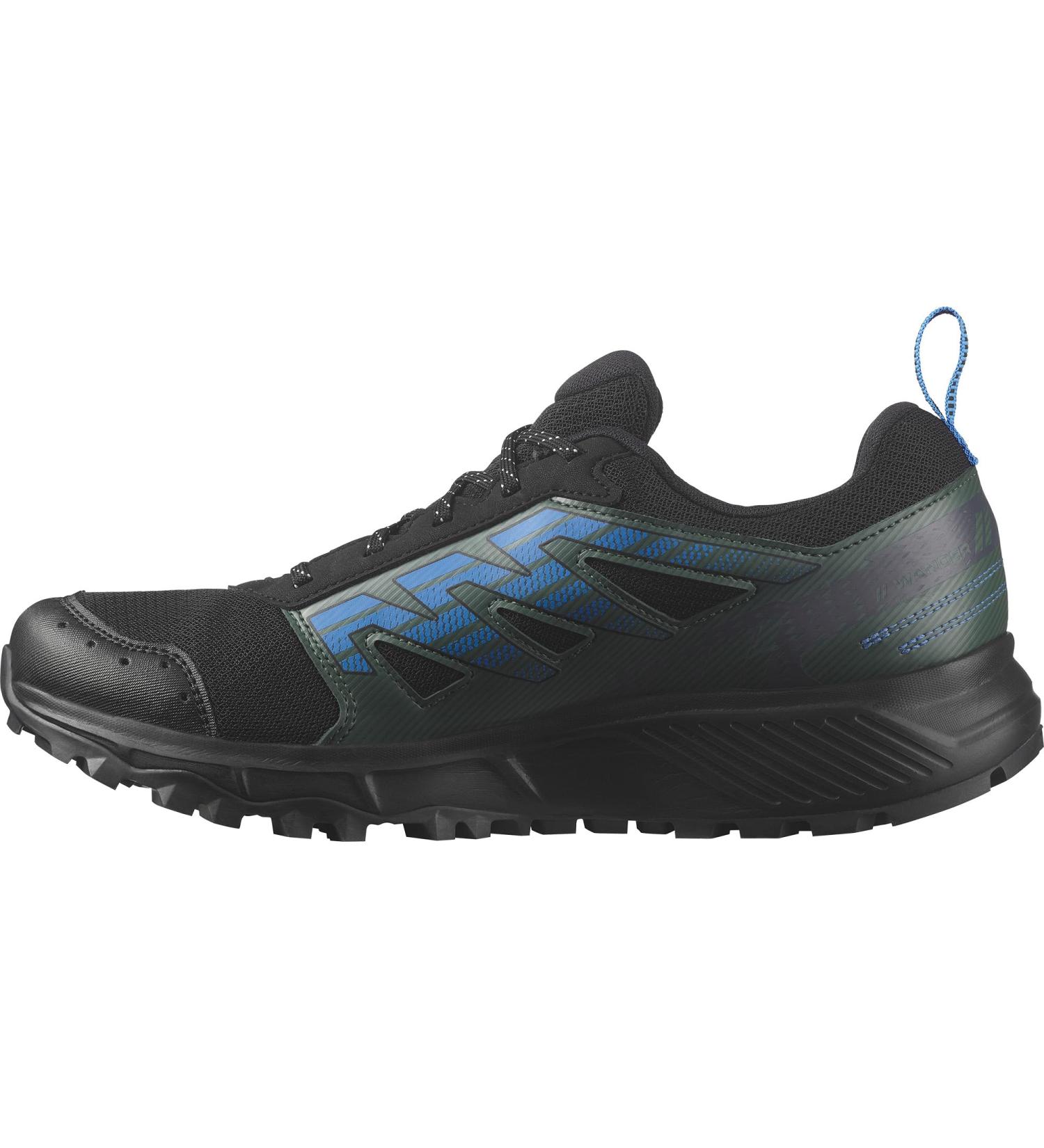 Salomon Men's Gore-Tex Trail Running & Hiking Shoes - Comfortable Outdoor Footwear | Size 45 1/3 EU - Black/Darkest Spruce/Ibiza Blue - Buy Online on GoSupps.com