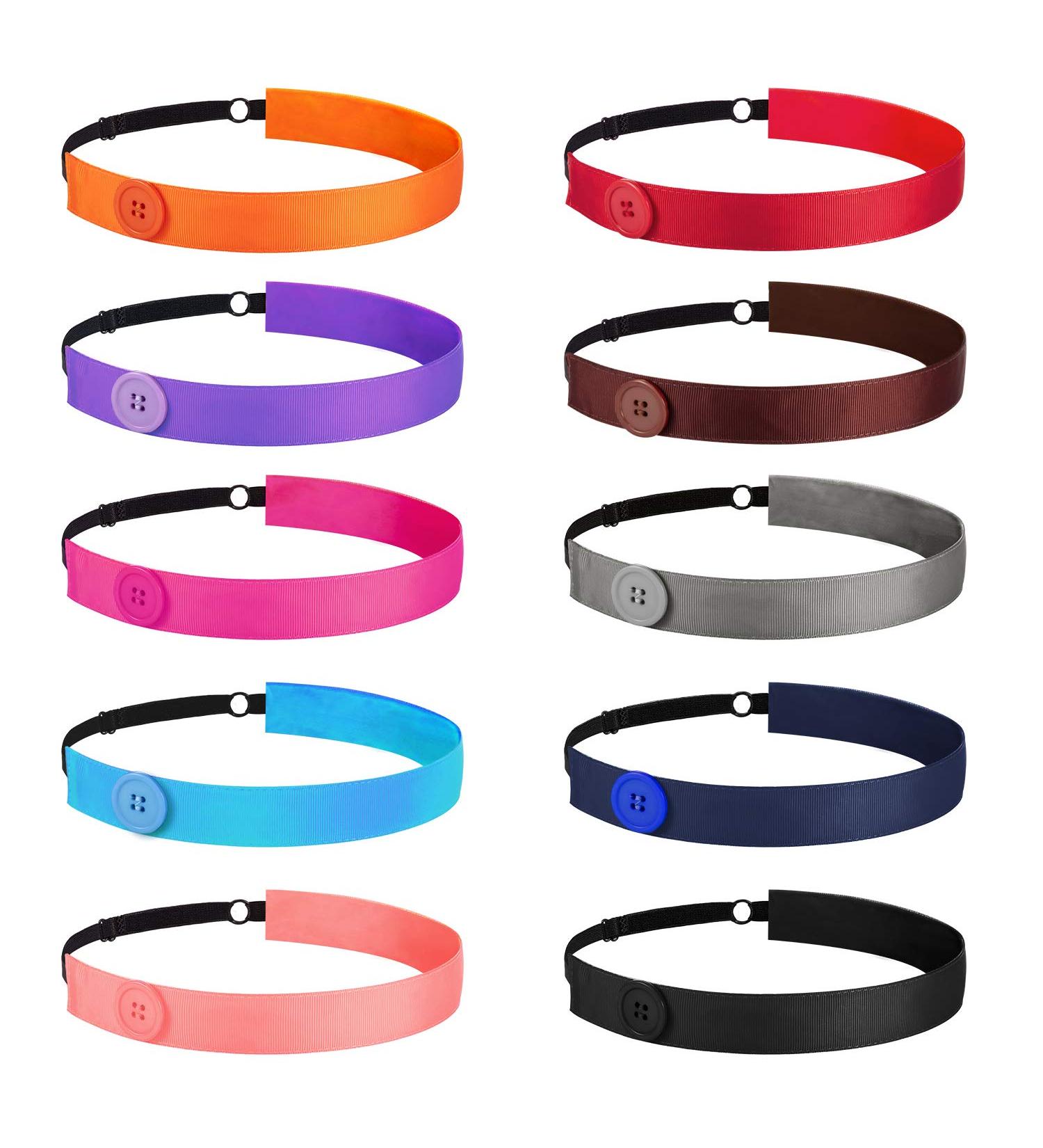 10-Piece Button Headbands - Non-Slip Elastic Ear Protection Holder for Women | Lively Color Head Wrap for Yoga and Sports - Buy Online on GoSupps.com