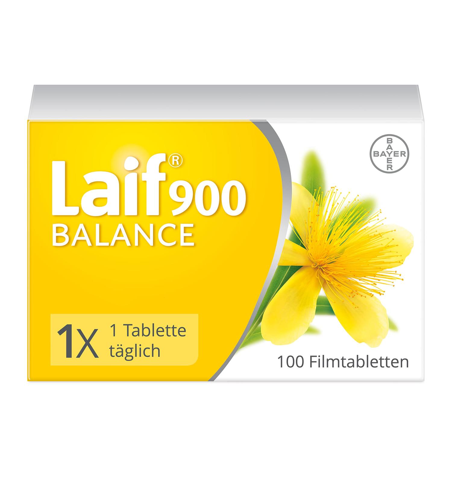 LAIF 900 Balance - St. John's Wort Extract - Natural Relief for Mood & Drive - 100 Film-Coated Tablets (1 Pack) - International Shipping Available - Buy Online on GoSupps.com
