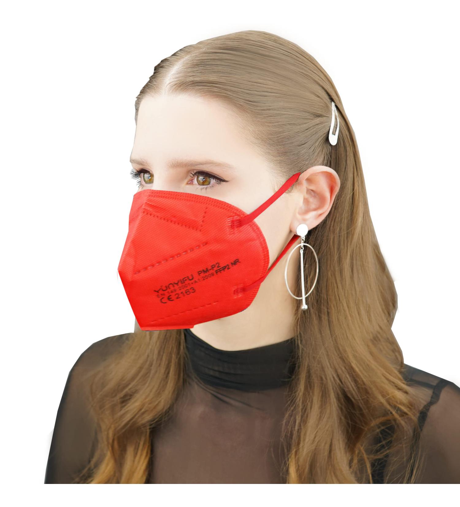ProMedicalCare FFP2 Colored Face Masks - 100 Pack Red Individually Packed for International Shipping - Buy Online on GoSupps.com