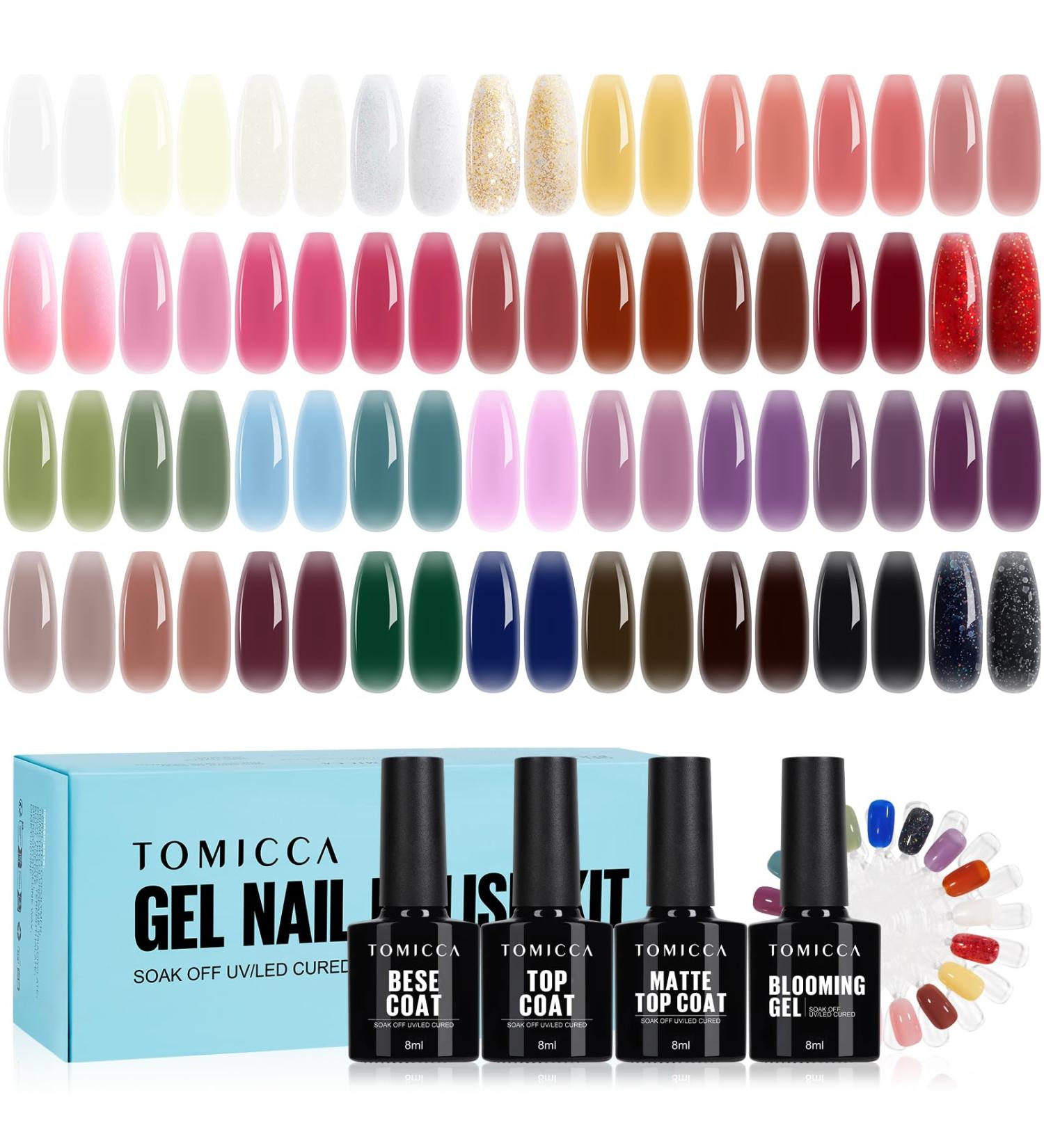 Tomicca 40PC UV Nail Polish Set | 36 Colors Shellac Gel Base & Top Coats | DIY & Nail Studio Essential - Buy Online on GoSupps.com