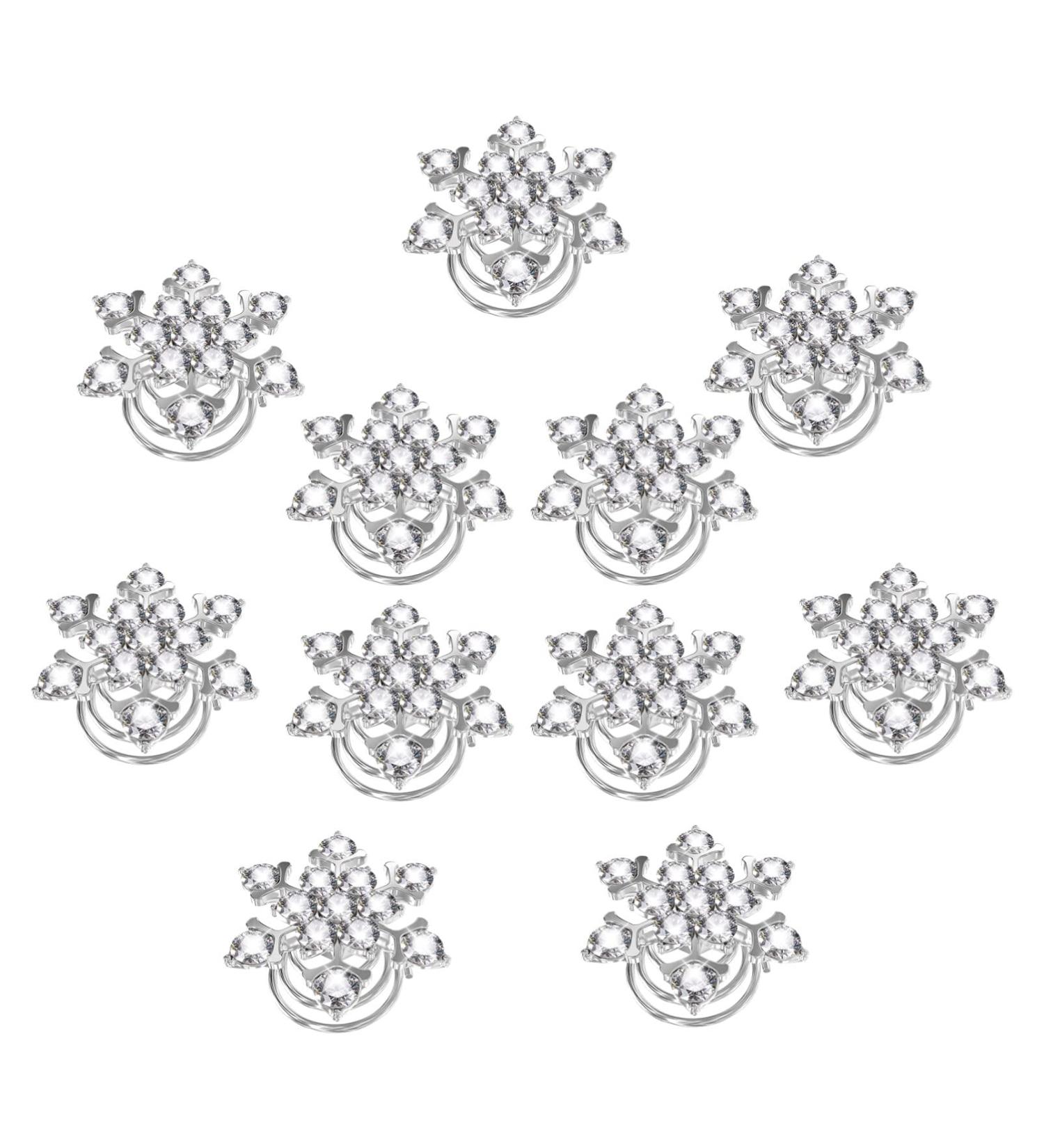 Lurrose 10pcs Spiral Hair Clips - Snowflake Crystal Hair Accessories for Women Bridesmaids & Girls - Perfect for Bridal Styling - Buy Online on GoSupps.com