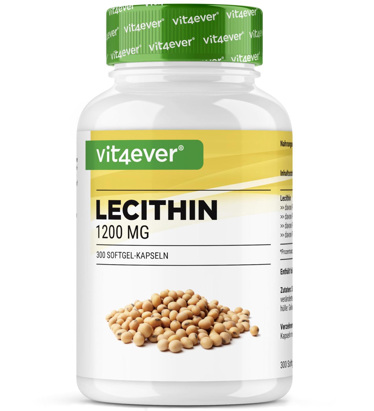 Lecithin 1200 mg - 300 Softgels - Premium: with Phosphatides - Non-GMO Soy Lecithin - High Dose - Premium Quality - Buy Online on GoSupps.com