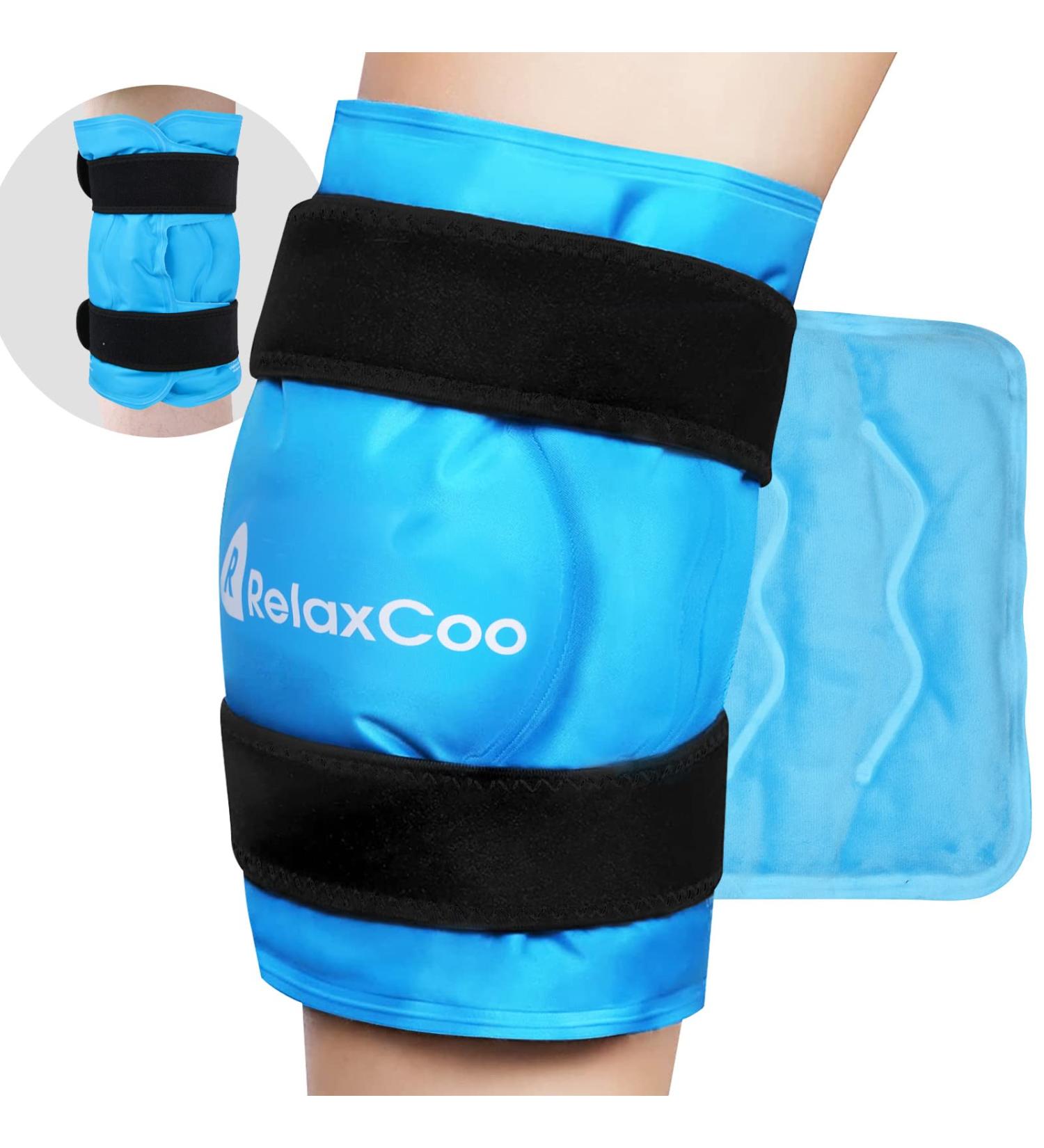 RelaxCoo XXL Knee Ice Pack - Reusable Gel Wrap for Knee Pain Relief & Swelling - Ideal for Knee Surgery & Sports Injuries - Blue - Buy Online on GoSupps.com