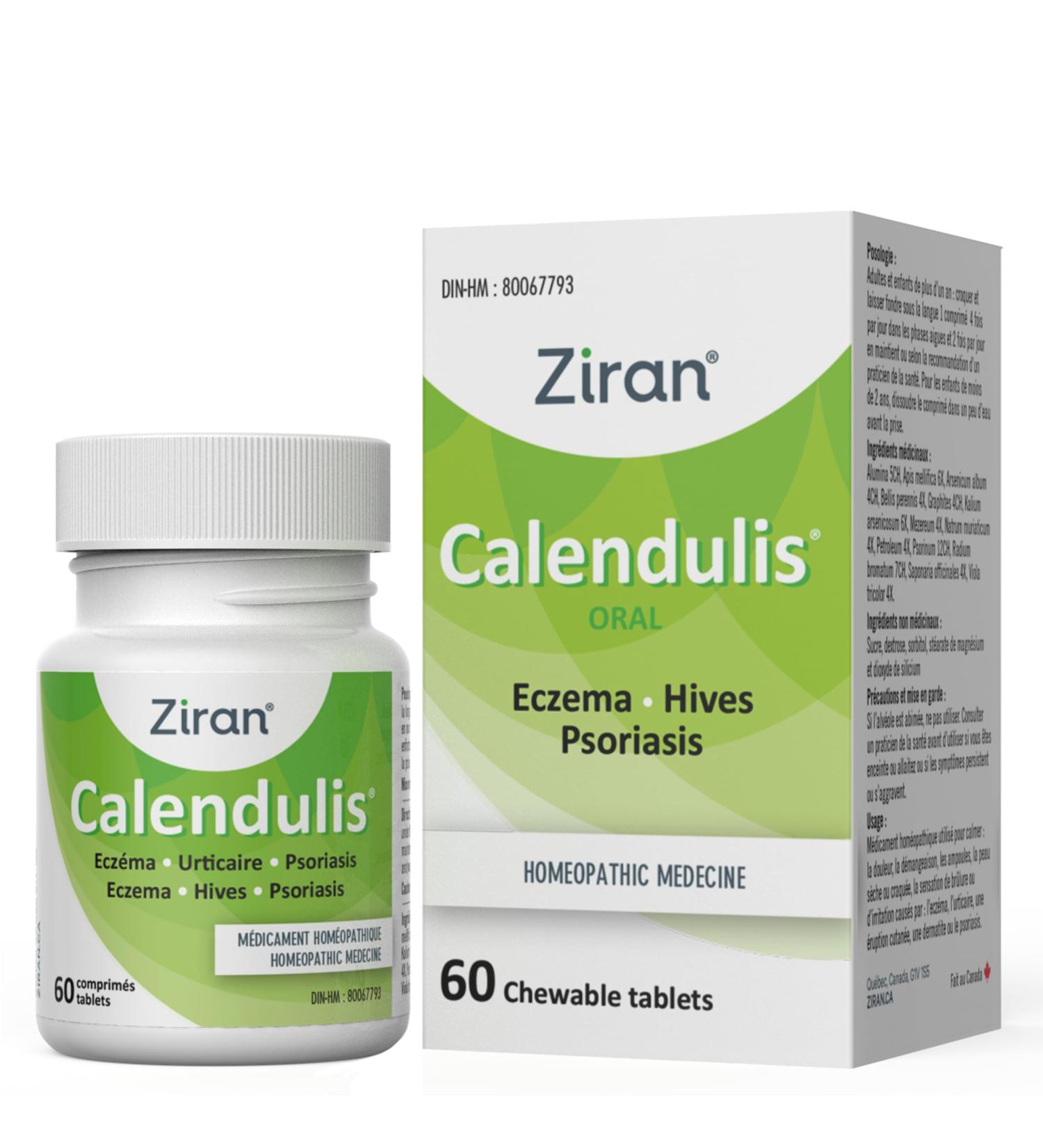 Ziran Calendulis Calendula for Hives/Eczema/Psoriasis (Oral - 60 Tabs) - Buy Online on GoSupps.com