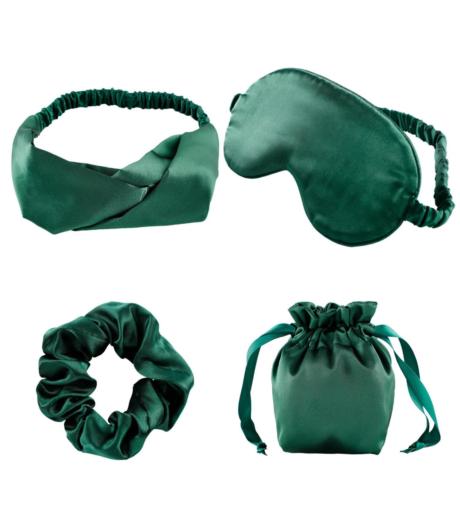 Breathable Soft Solid Color Faux Silk Eye Cover with Headband and Lightweight Sleeping Bag - Buy Online on GoSupps.com