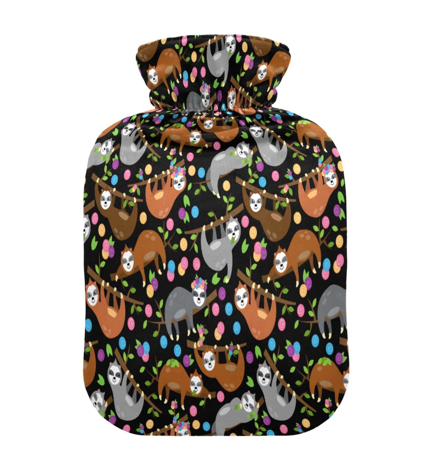 Cute Sloth Hot Water Bottle - 2L Soft Fleece Cover for Hot & Cold Compresses | International Shipping - Buy Online on GoSupps.com