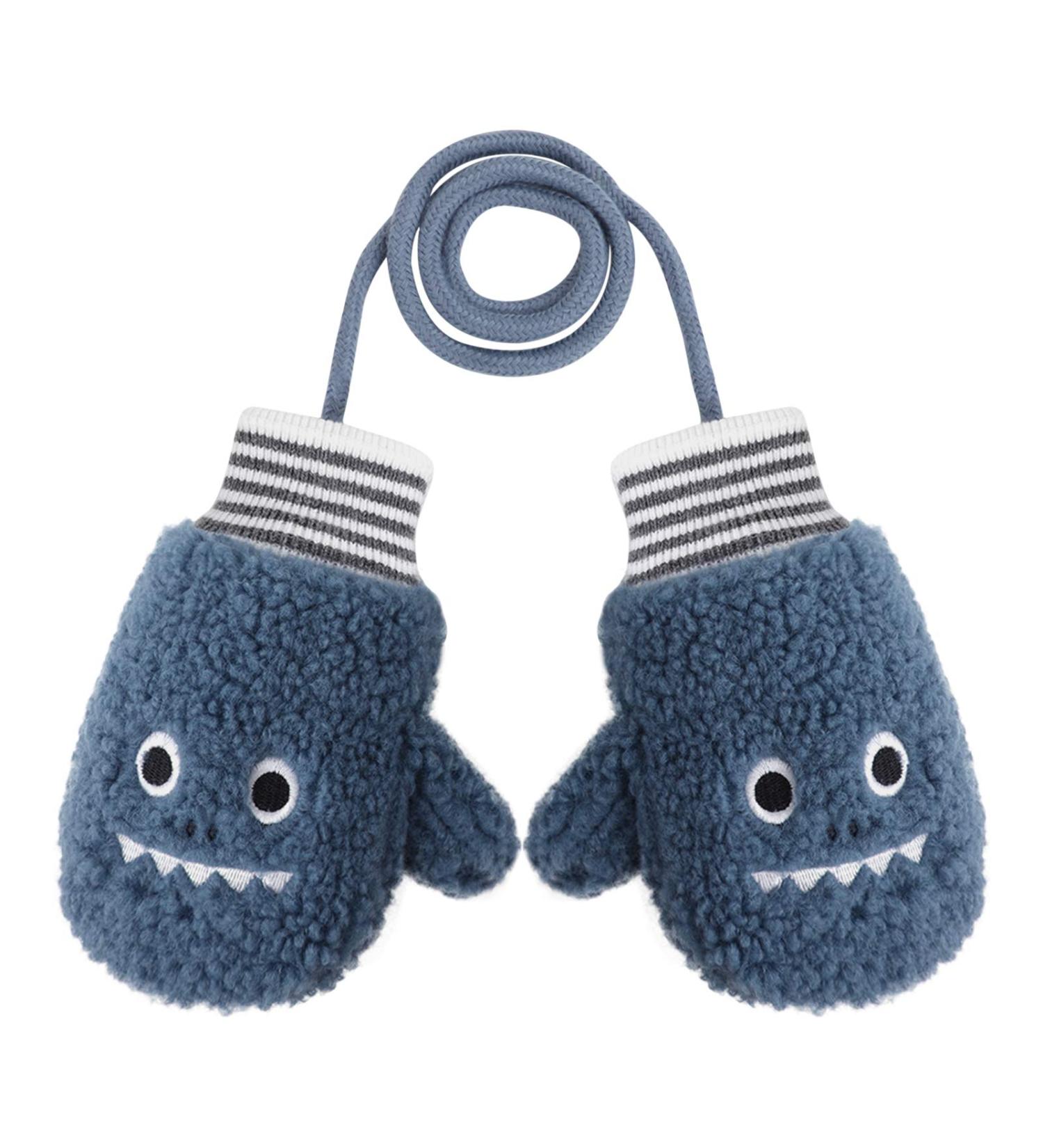 JIAHG Children's Winter Knit Gloves with String Baby Toddlers Hand-Warming Mittens Cute Cartoon Fox kids Gloves Outdoor Warm Mitts Insulated Cold Weather Gloves for 1-3 Years Boys and Girls Shark-blue - Buy Online on GoSupps.com