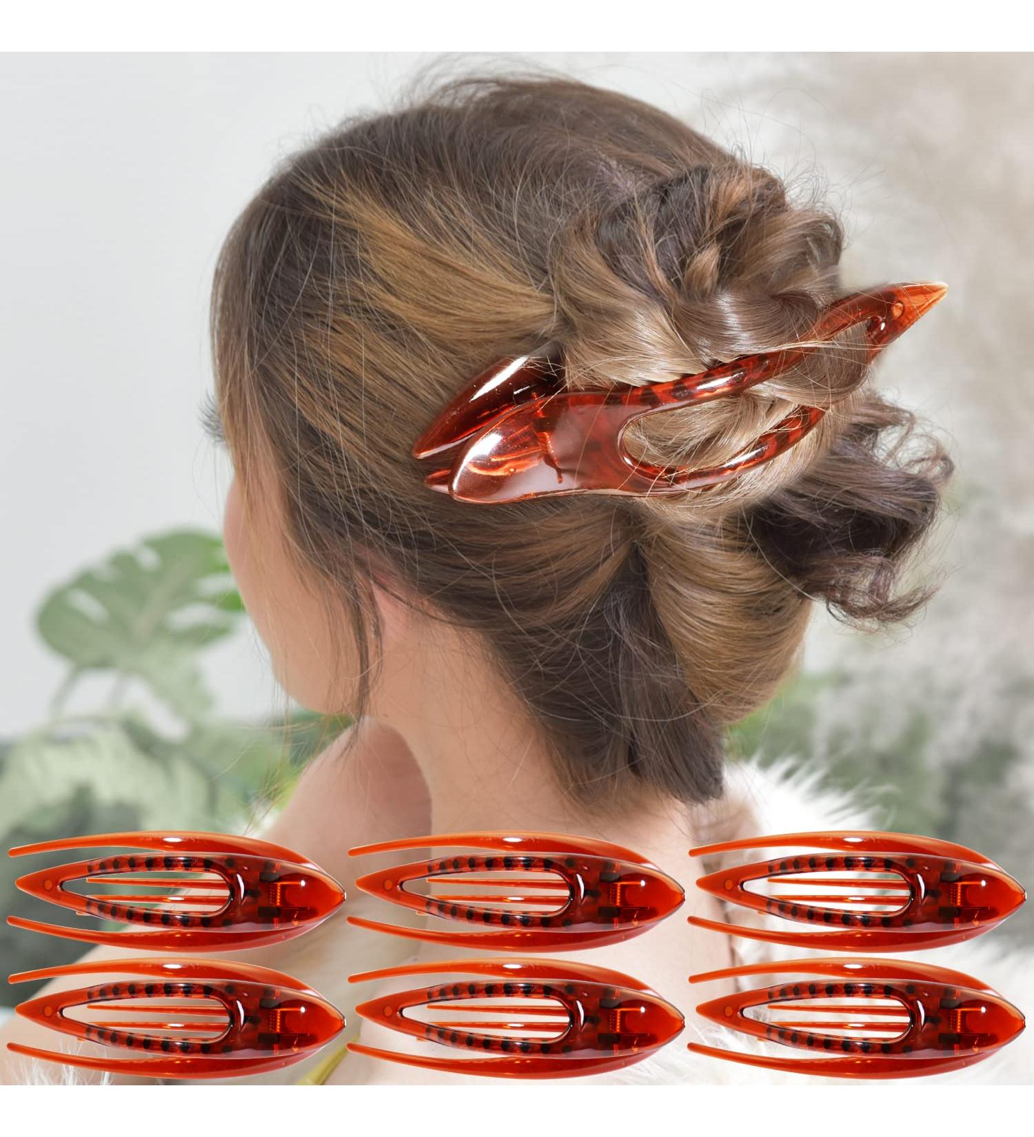 RC Roche 6-Piece French Hair Clip Set for Women & Girls | High-Quality Curved Hair Clamps - Firm Support No Slides Large Brown - Buy Online on GoSupps.com