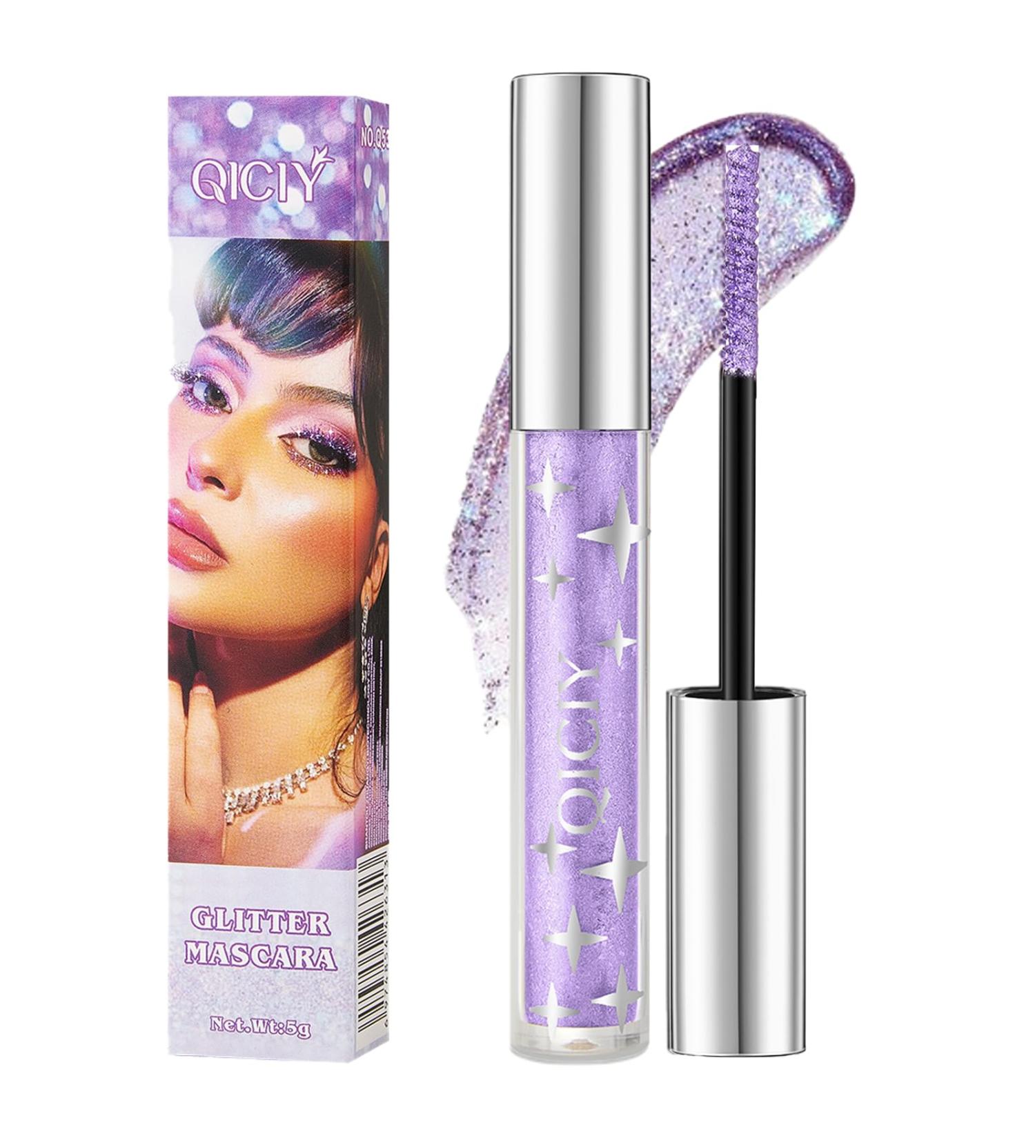  Bosuya Mascara with glitter particles volume and dramatic look 24-hour waterproof ideal for parties weddings and evenings out colorful glitter mascara - Buy Online on GoSupps.com
