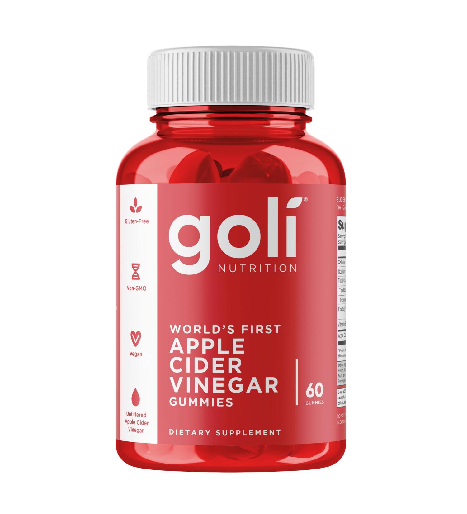 Buy Goli Nutrition Apple Cider Vinegar Gummies - 500mg Vegan & Gluten-Free Lab-Tested Non-GMO - 60 Pieces - Buy Online on GoSupps.com