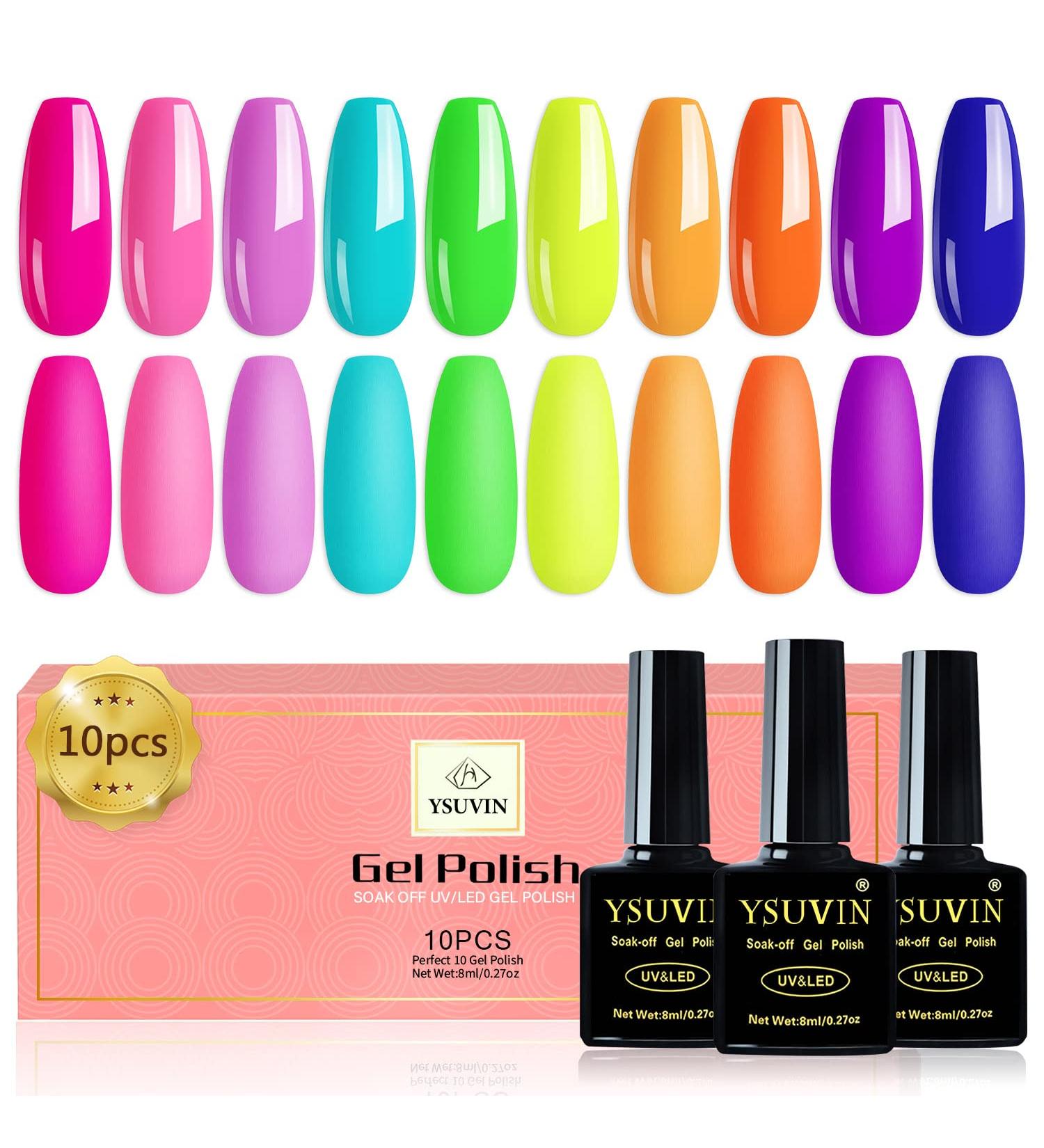 YSURE 10PCS Neon Rainbow Gel Nail Polish Kit - Dark Blue Purple Green Orange Series Collection | UV Gel Varnish Manicure Set | Women's Beauty Gift - Buy Online on GoSupps.com