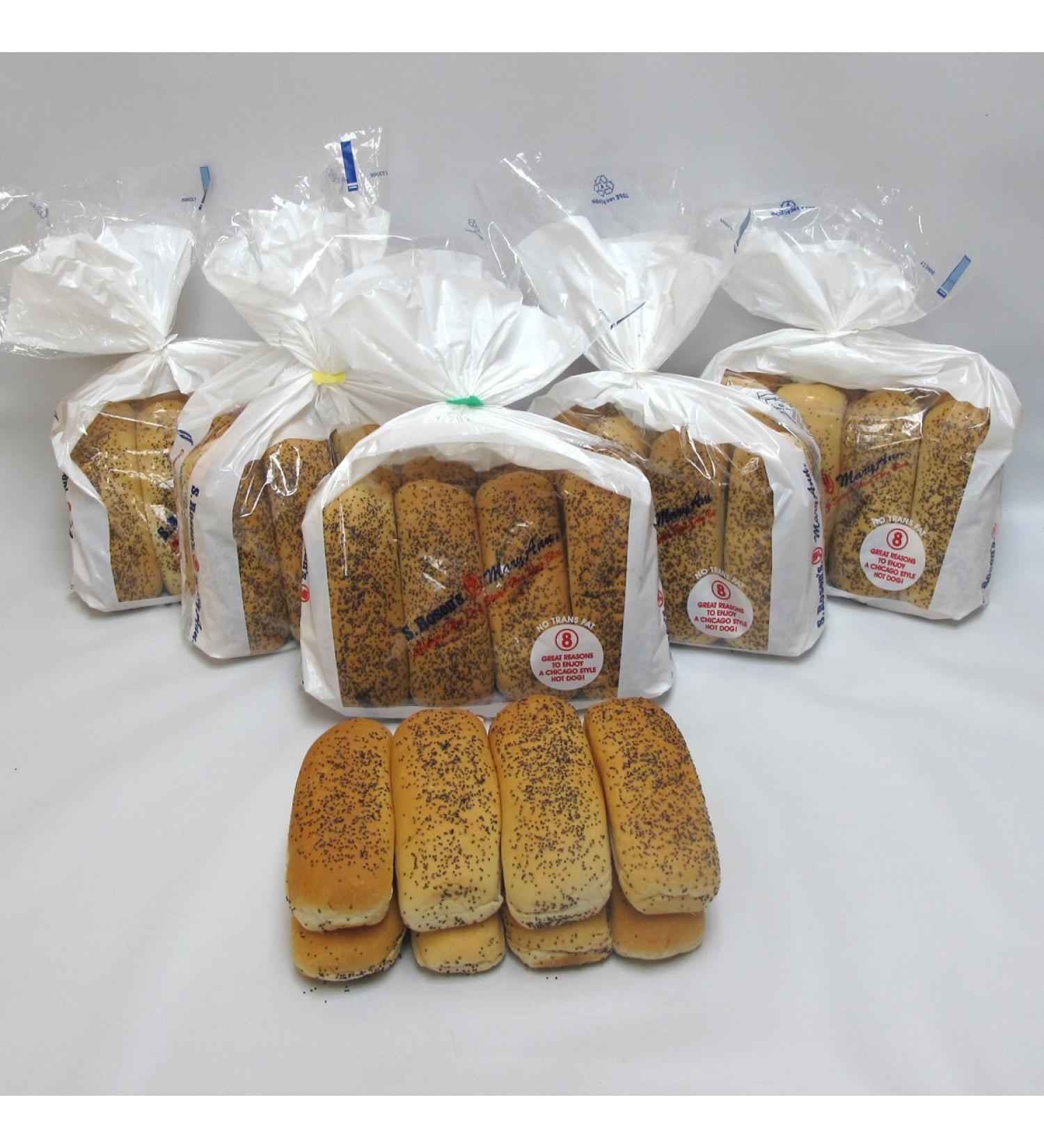 S.Rosen's Mary Ann Chicago Hot Dog Stand Poppyseed Hot Dog Buns (Case of 6 Packages - 48 buns) - Buy Online on GoSupps.com