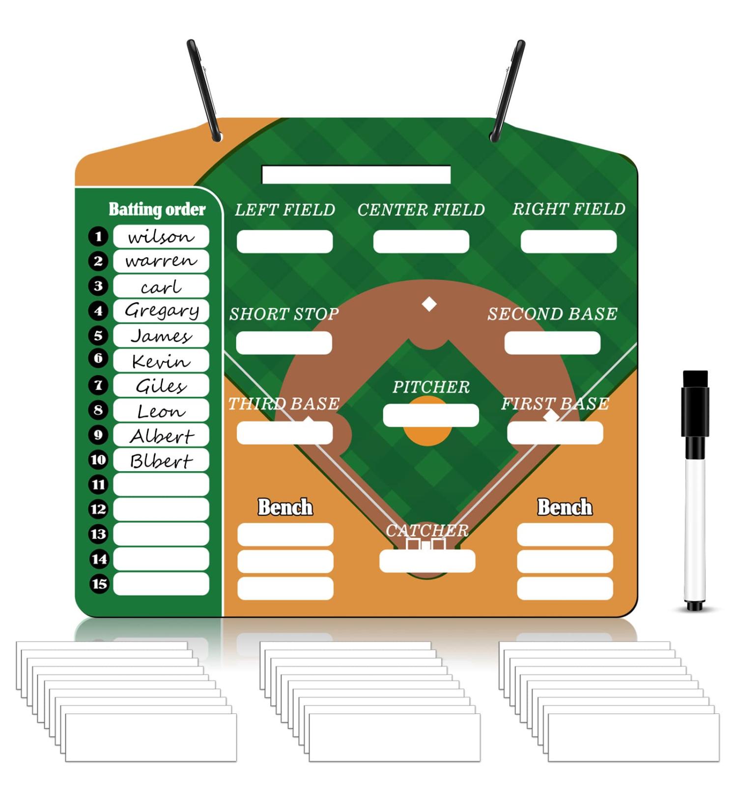Geyee 34 Pcs Magnetic Dugout Coaching Board Baseball Include 30 Lineup Cards Magnetic Baseball Lineup Board Softball Lineup Board for Dugout  2 Snap Hooks and Pen for Dugout Display Baseball Simple - Buy Online on GoSupps.com