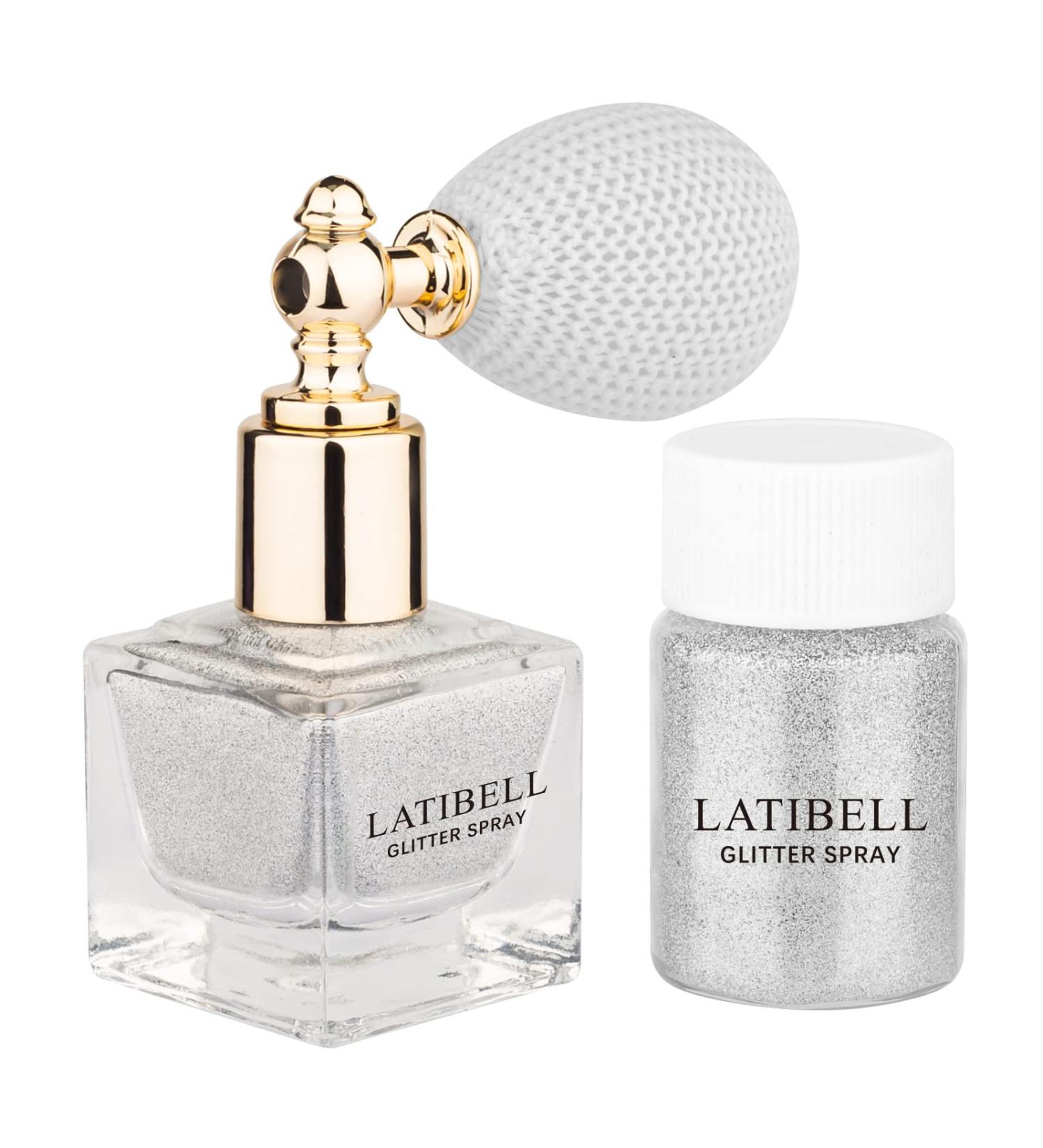 Latibell Body Glitter Spray - Silver Shimmer for Hair & Body | Rave Makeup & Nail Art Glitter - Includes 1 Jar Refill - Buy Online on GoSupps.com