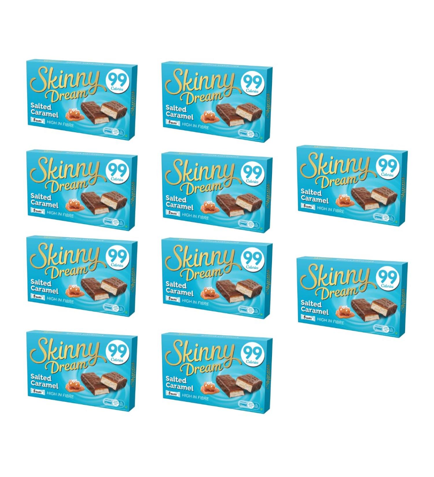 Skiny Dream Salted Caramel Bars 5 Pack - Afforable And Low Calorie Skiny Dream Allow You Have That Well Earned Treat Without The Unwanted Extra Calories - Pack of 10