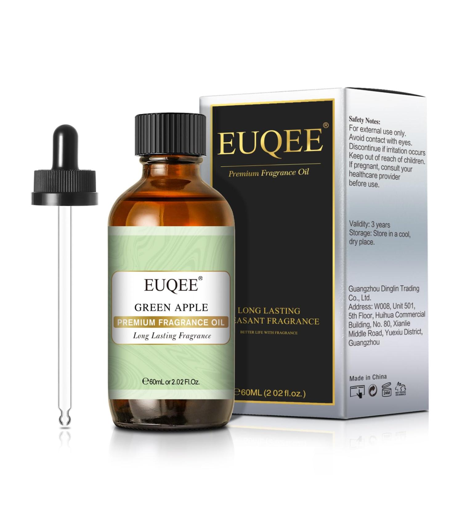 EUQEE Green Apple Fragrance Oil 60ml - Premium Grade Aromatherapy Essential Oil for Diffusers and DIY Candle Making - Buy Online on GoSupps.com