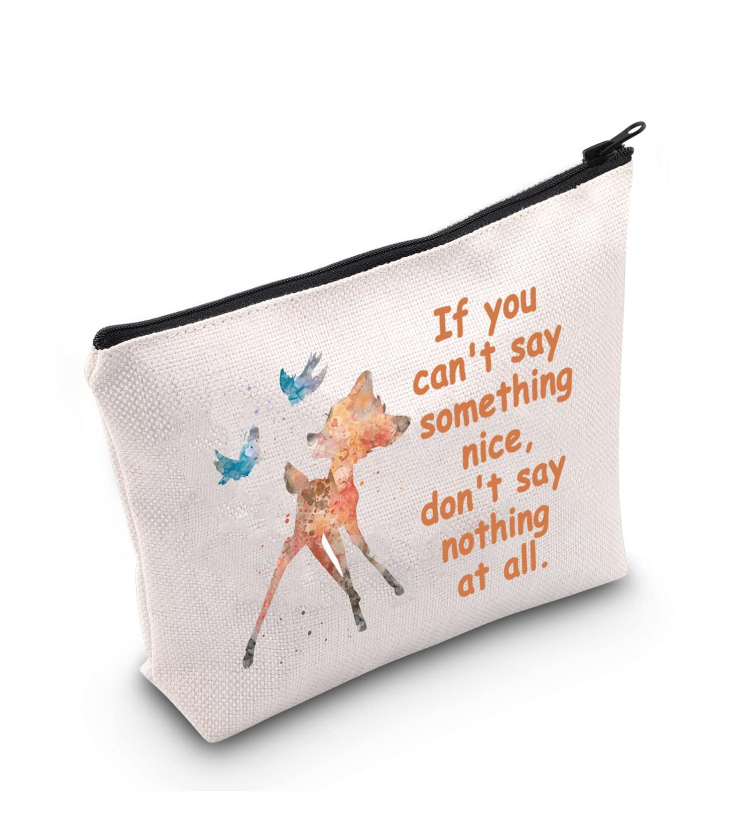 LEVLO Funny Bambi Cosmetic Bag | Perfect Gift for Bambi Lovers | If You Can't Say Something Nice Don't Say Nothing Makeup Zipper Bag - Buy Online on GoSupps.com