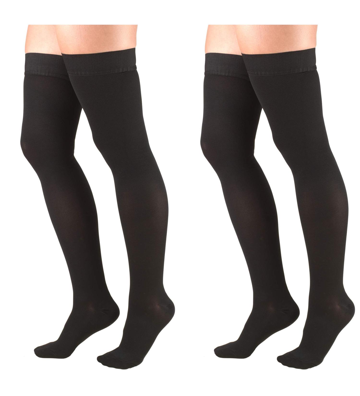 Buy Truform 20-30 mmHg Compression Thigh High Stockings - Black Large (2 Count) | Best Support & Comfort - Buy Online on GoSupps.com