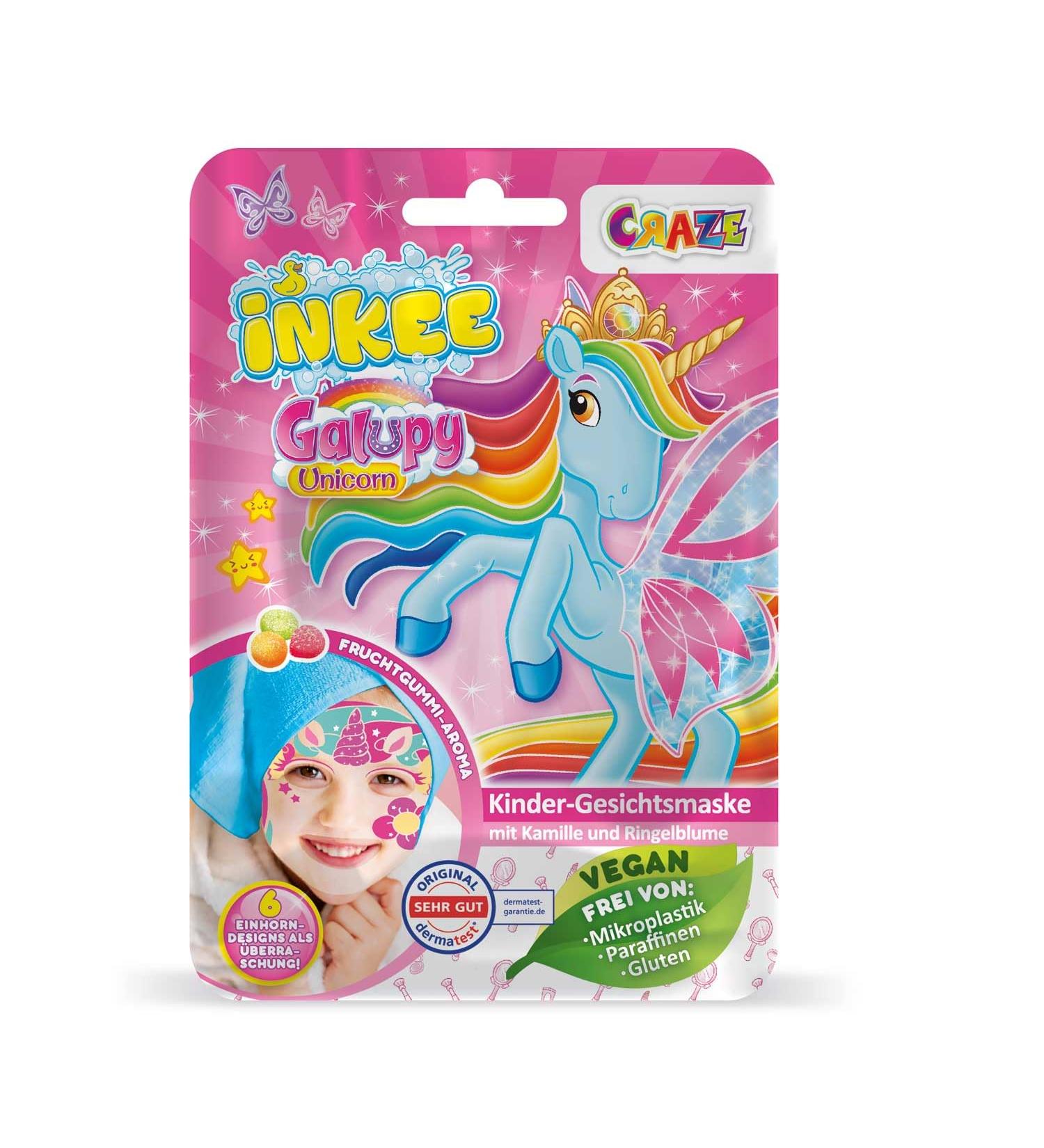 Inkee Face Mask for Children - Galupy Unicorn 3 Pack | Moisture Cloth Masks with Fruit Aroma & Calendula Extract - Buy Online on GoSupps.com