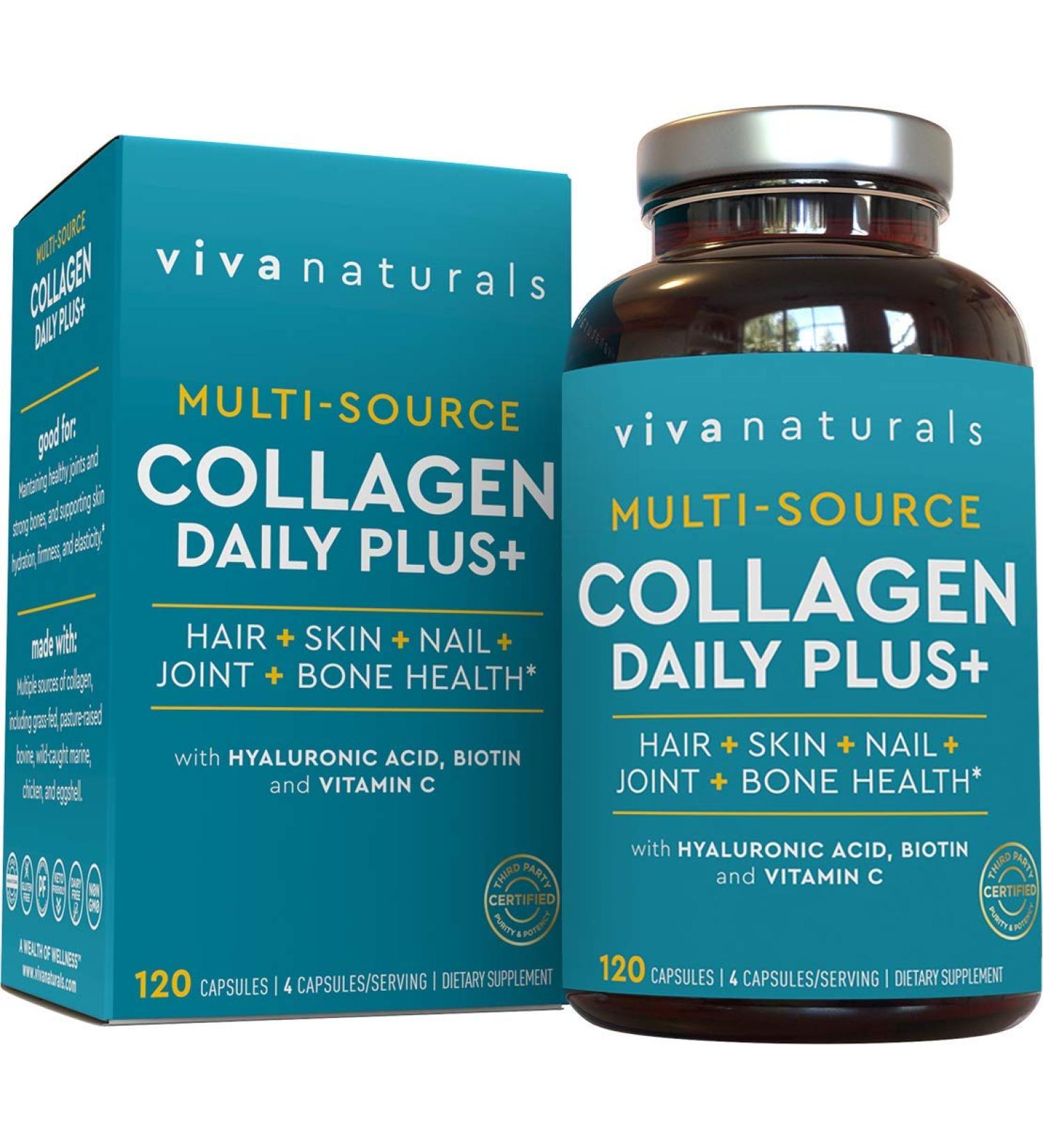 Viva Naturals Multi Collagen Pills - 120 Capsules | Premium Collagen Supplements - Buy Online on GoSupps.com