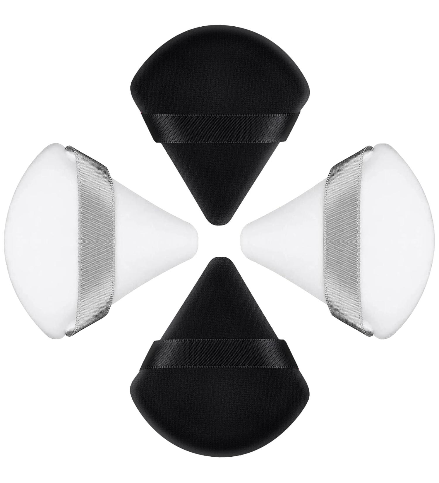 Velvet Triangle Powder Puffs Set - Reusable Makeup Sponge for Foundation, Powder, and Concealer - 4pcs Black White Applicator Kit - Buy Online on GoSupps.com