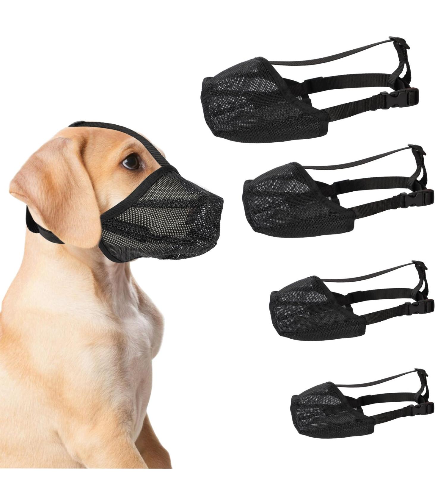 Dog Muzzle NiCoLa Soft Adjustable Mesh Muzzles for Small Medium Large Dogs Breathable Pet Mask Dog Training Muzzle with Adjustable Straps Prevent Biting Chewing and Licking (L) Black-L - Buy Online on GoSupps.com