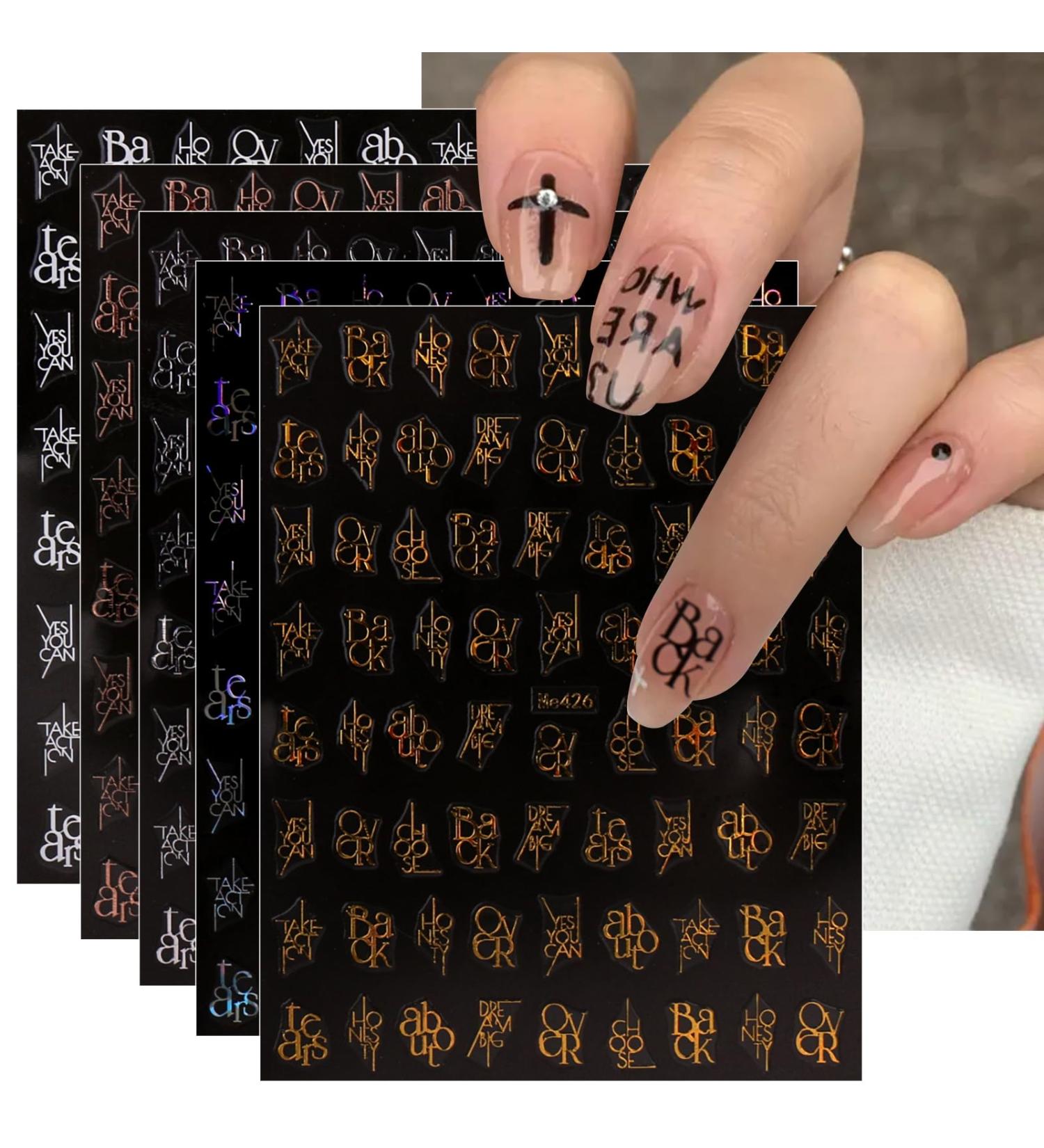 JMEOWIO 10 Sheets Letters Nail Art Stickers Decals Self-Adhesive Colorful Nail Supplies Nail Art Design Decoration Accessories - Buy Online on GoSupps.com