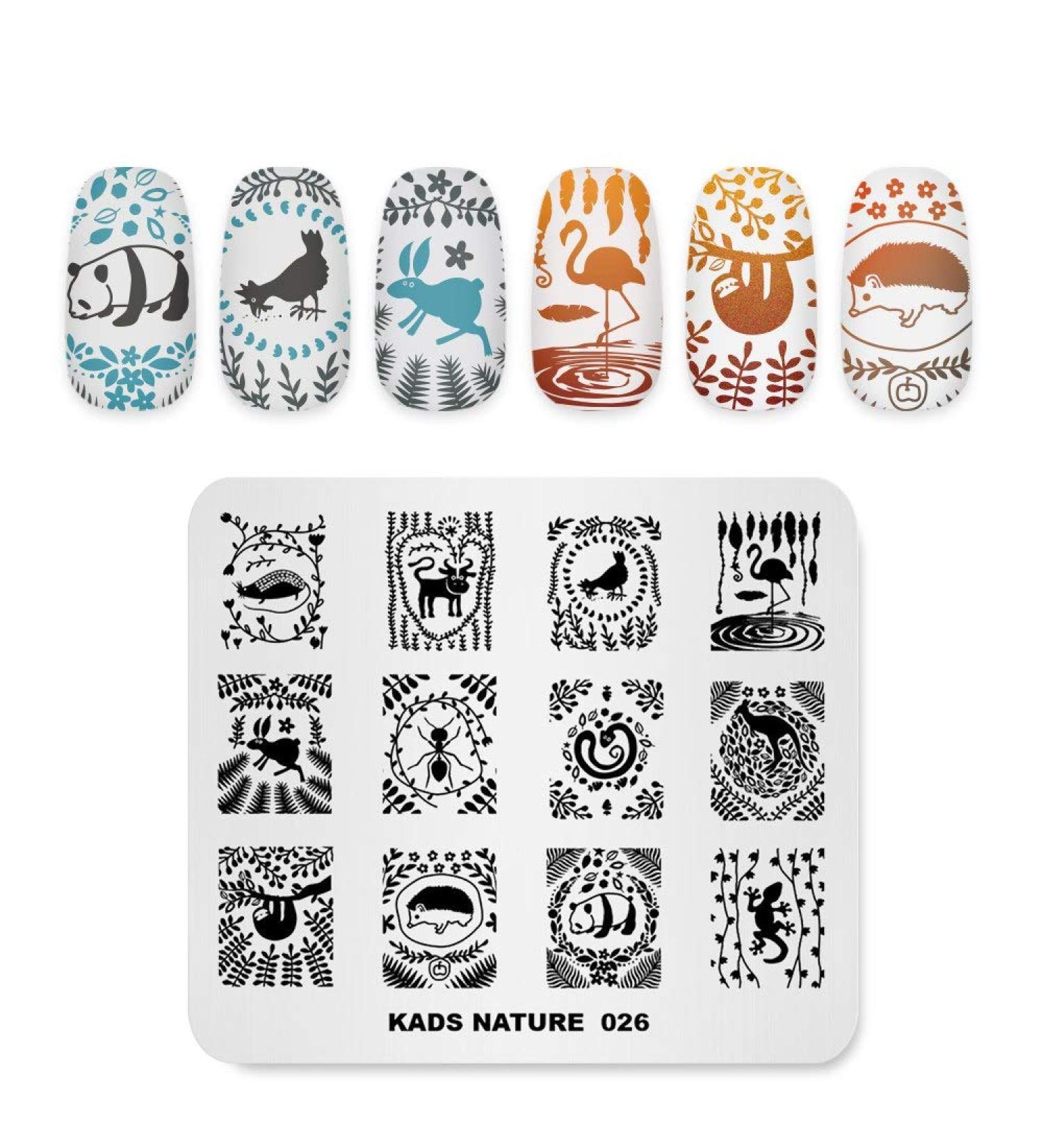 Kads Nail Stamping Plate NA026 - Flamingo Panda & Snake Design for DIY Nail Art & Decoration - Buy Online on GoSupps.com