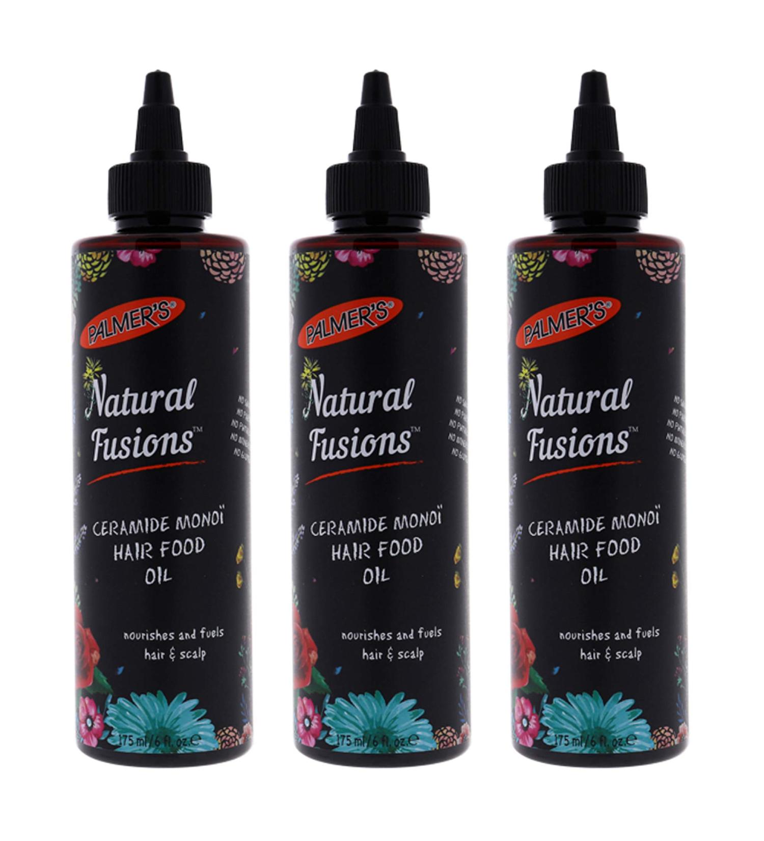 Natural Fusions Ceramide Monoi Hair Food Oil by Palmers for Unisex - 6 oz Oil - (Pack of 3)