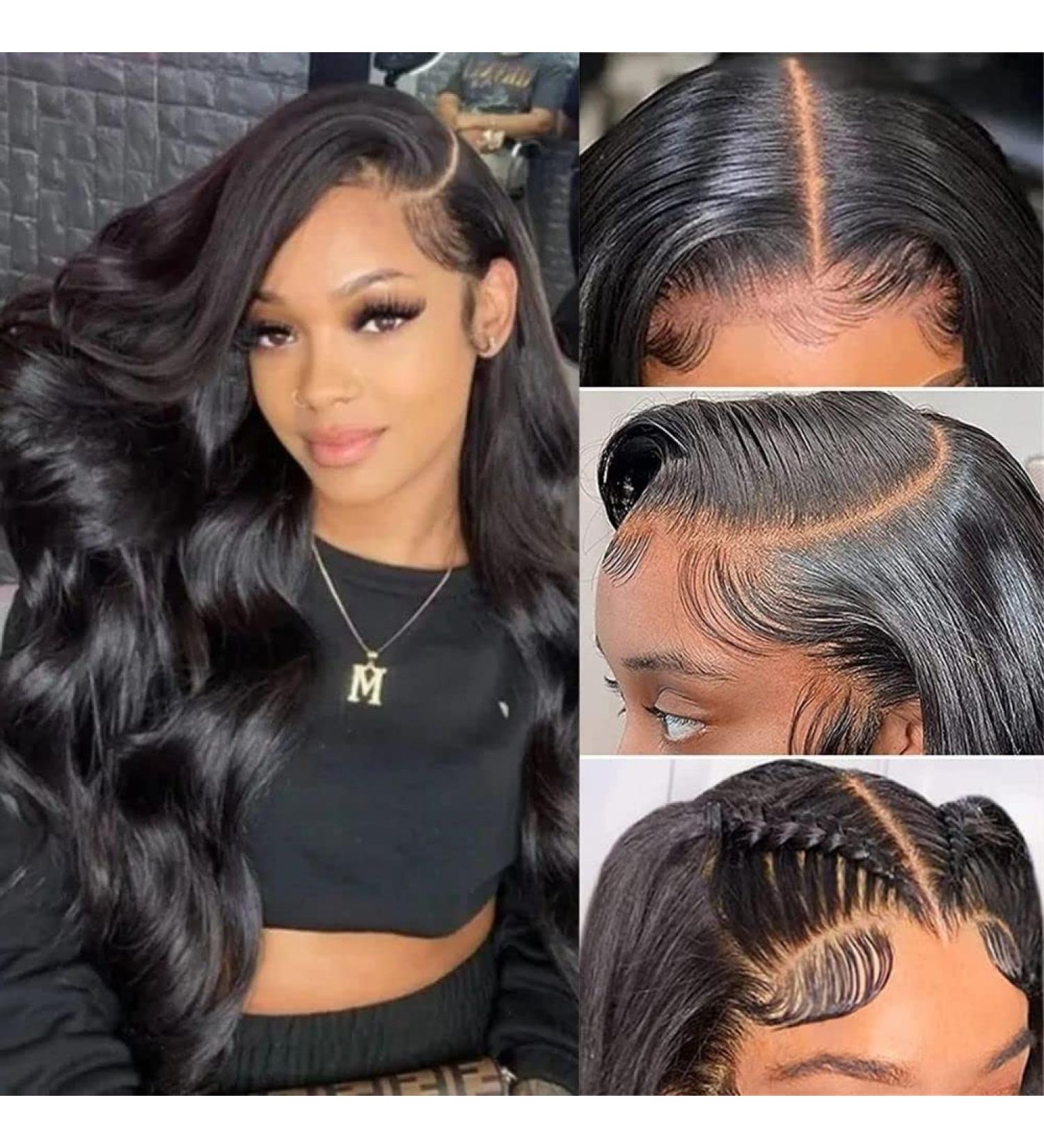 28 Inch Body Wave Lace Front Human Hair Wig 180 Density | HD Transparent Lace, Pre Plucked, Bleached Knots | Black Women's Glueless Wig - Buy Online on GoSupps.com