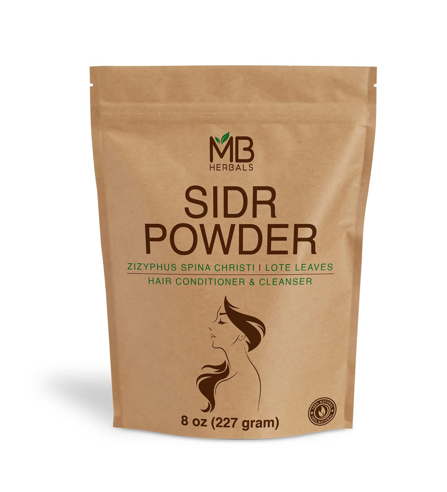 MB Herbals Sidr Powder 8 oz - Wildcrafted Seder Lote Leaves for Natural Hair Care | Ziziphus spina christi | 99.5% Sidr & 0.5% Neem - Buy Online on GoSupps.com